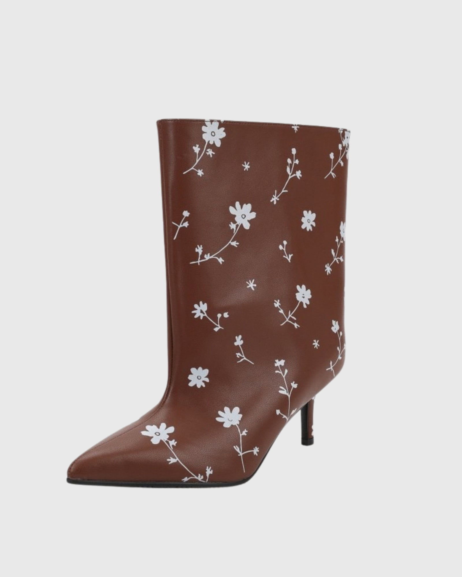 Ishvi Flower Knee Hight Boot In Brown