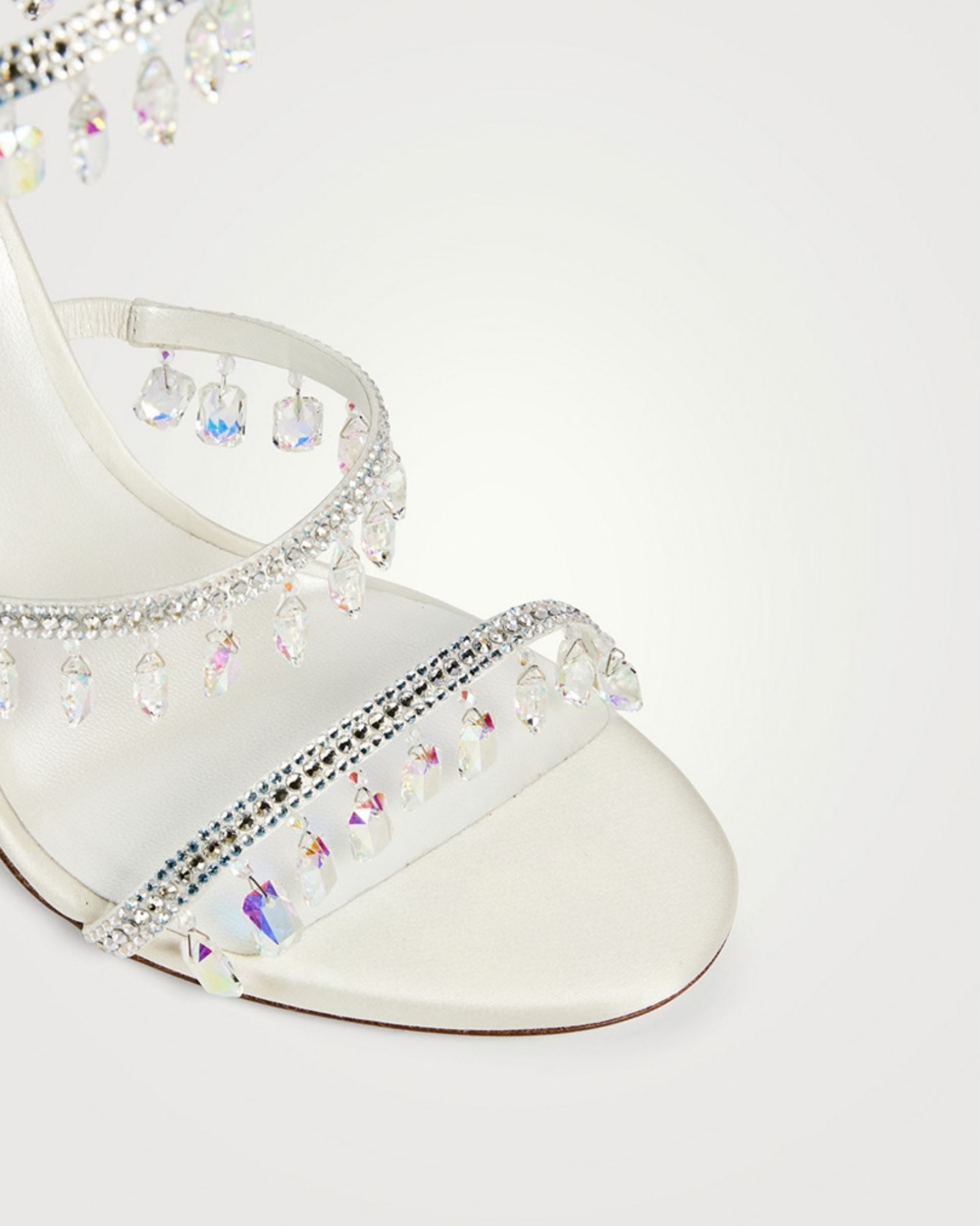 Elisa Diamond Fringe Snake Sandals In White