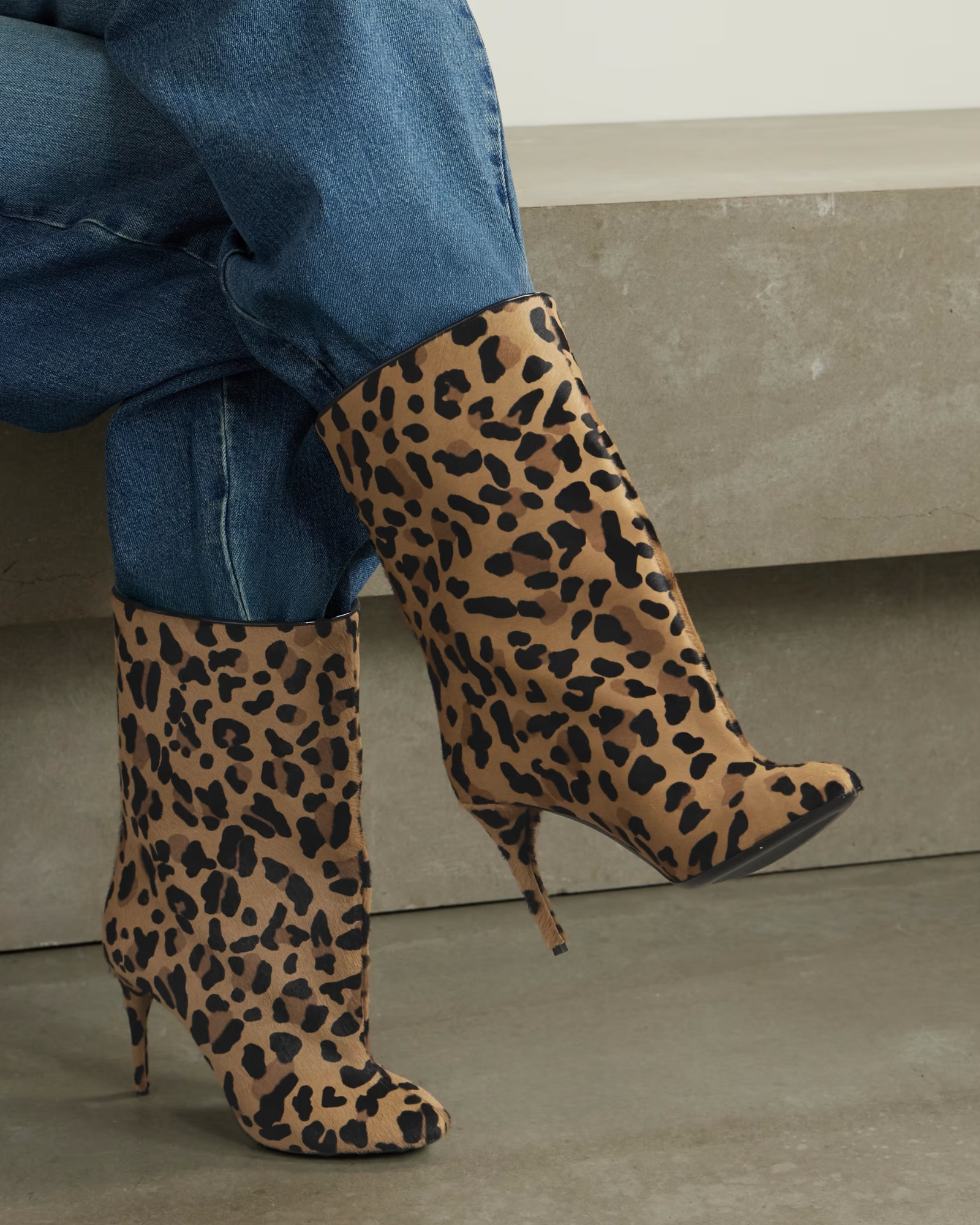 Nadra Leopard Print Mid Calf Boots