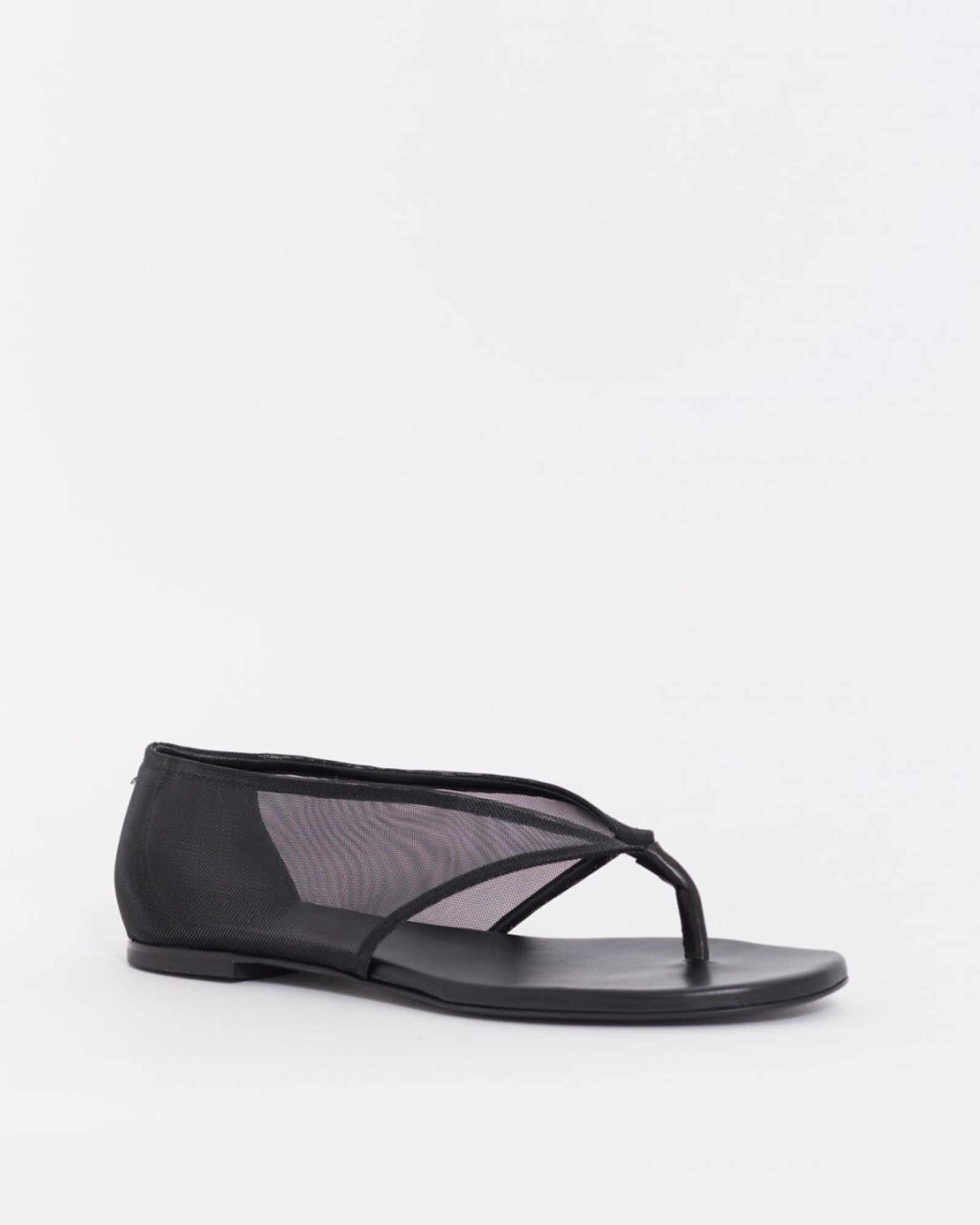 Jale Thong Mesh Splicing Flats In Black