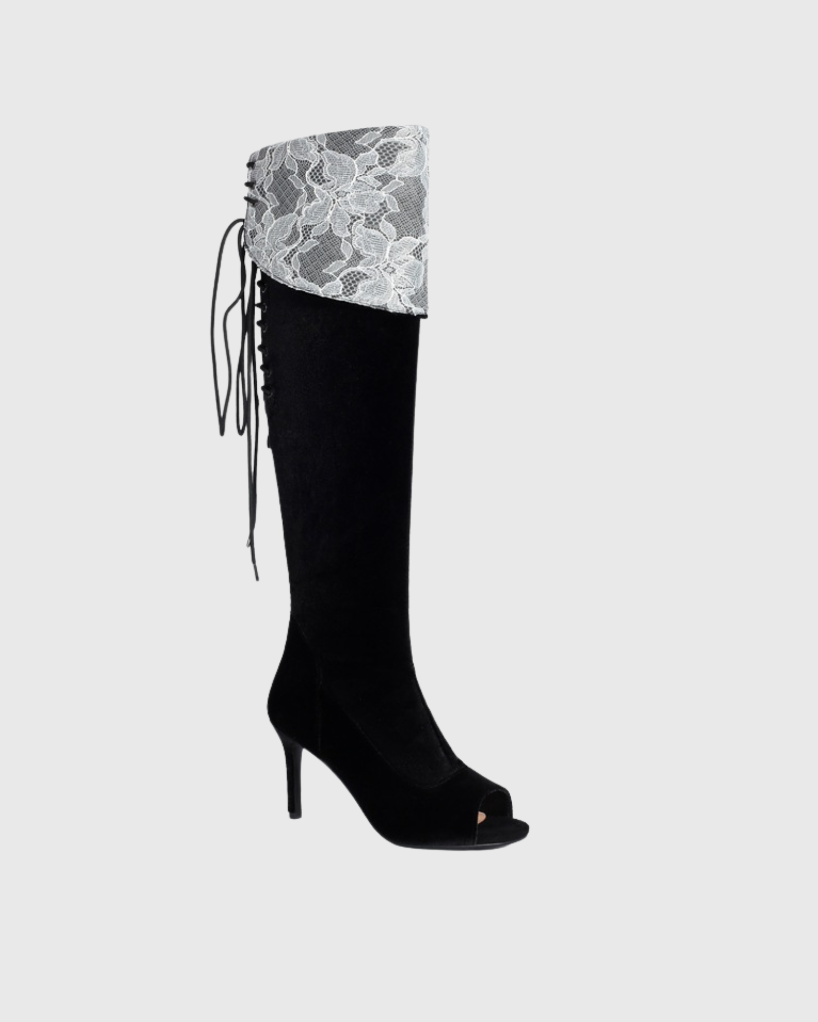 Lettie Fold Over Cuff Over The Knee Boots In Black