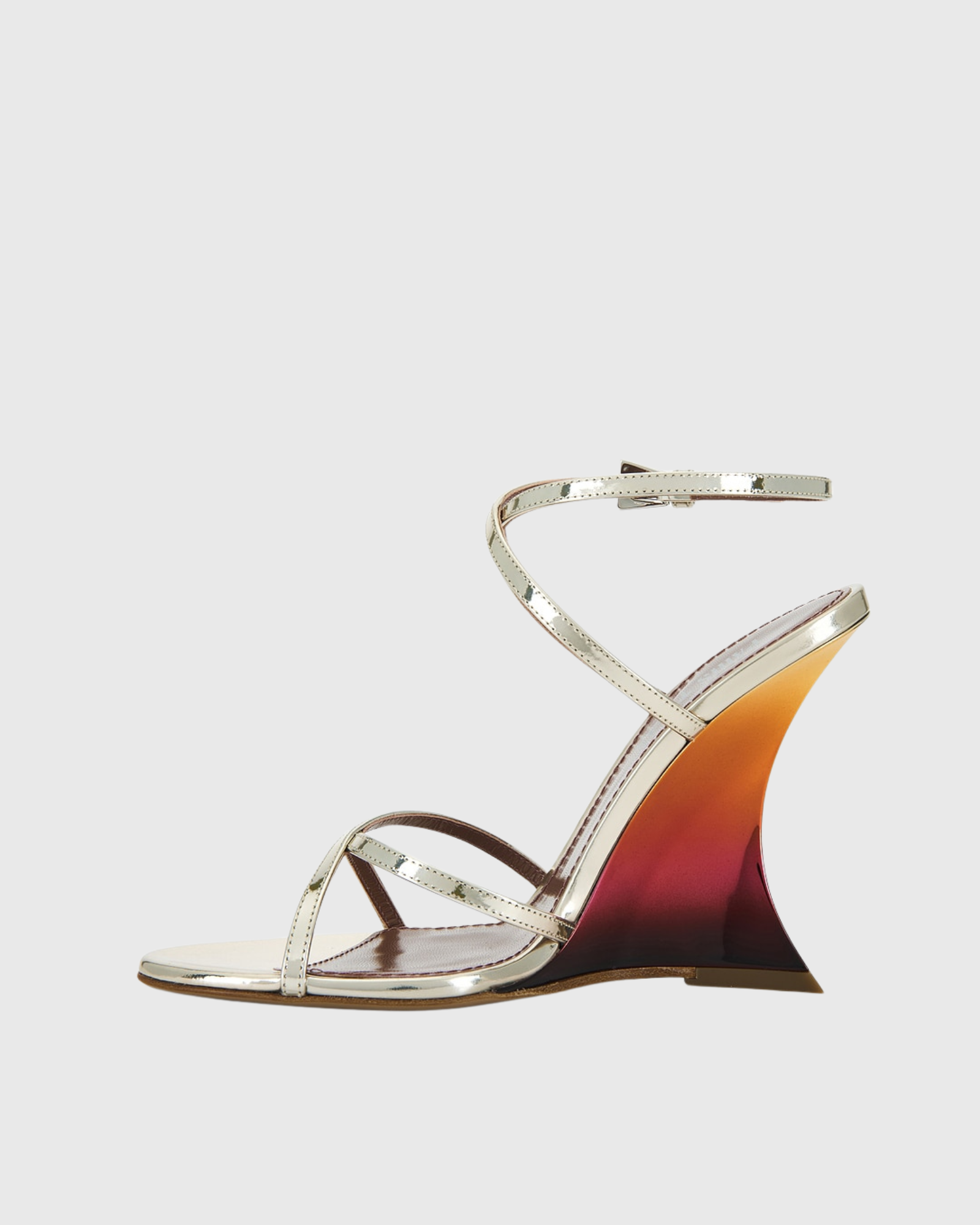 Nahla Cross Strap Wedge Sandals In Sliver