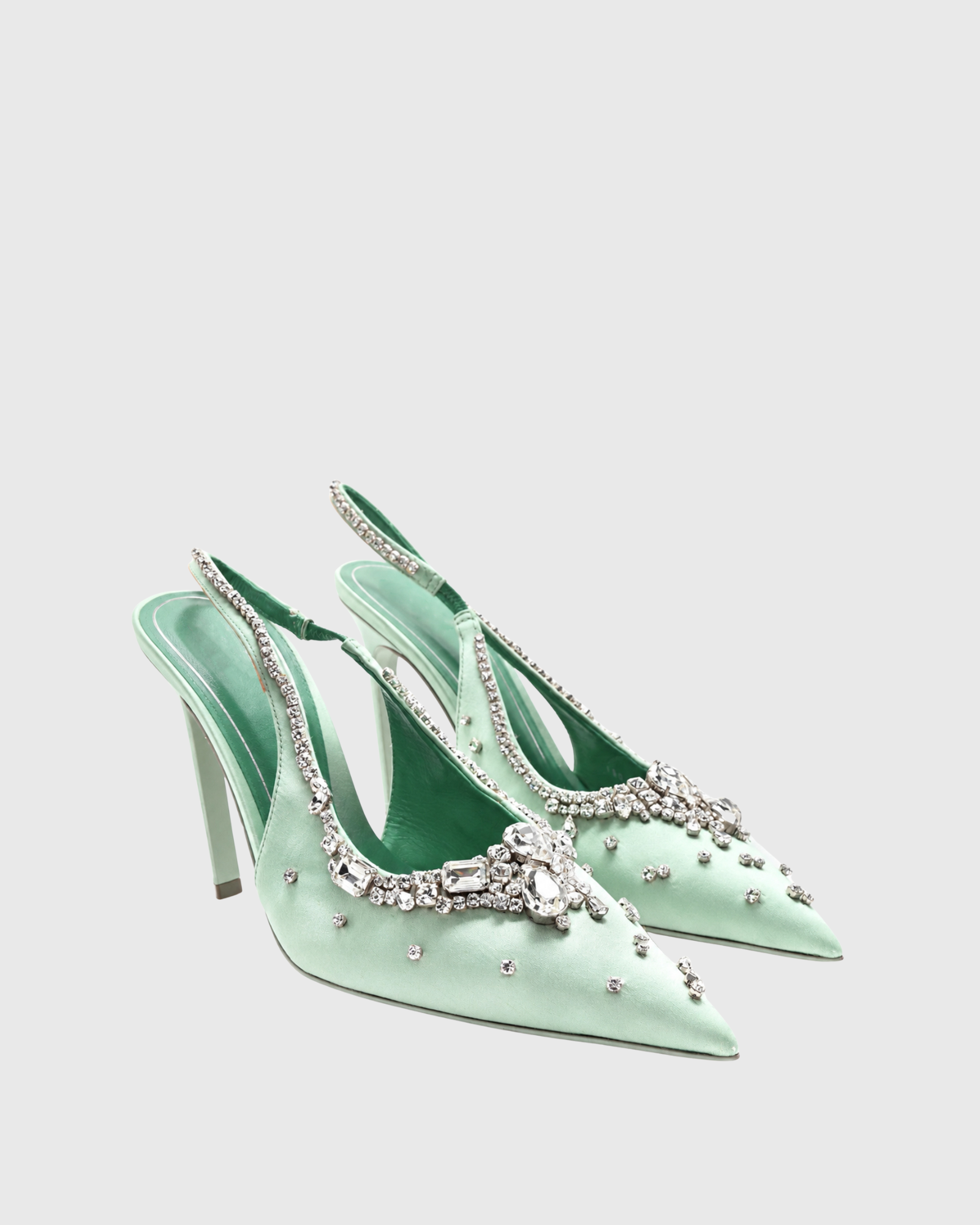 Yaiza Rhinestone Vine Slingblack Pumps In Mint