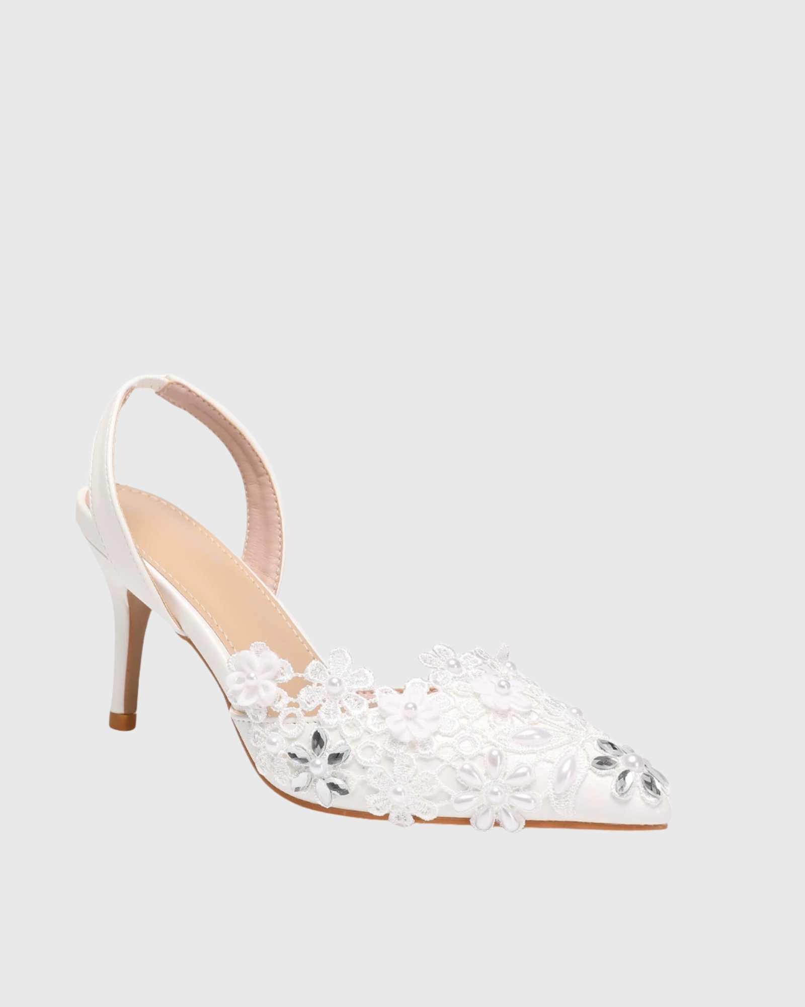 Nat Floral Appliqué Slingback Pumps 