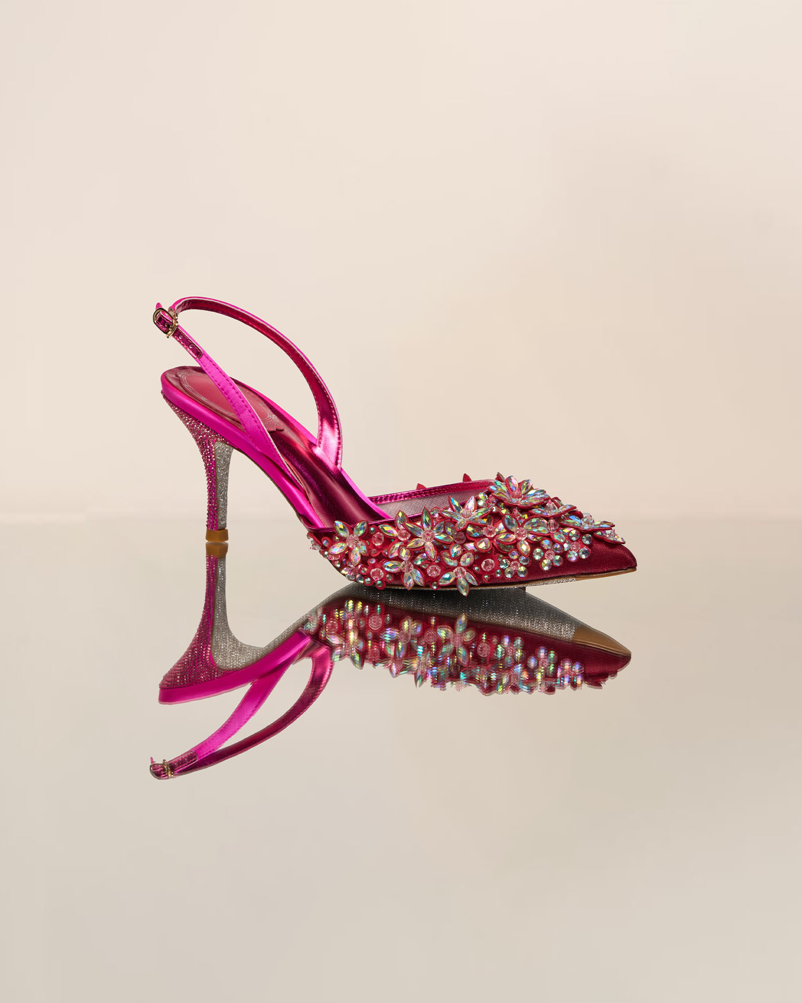 Joss Rhinestone Flower Pumps In Hot Pink