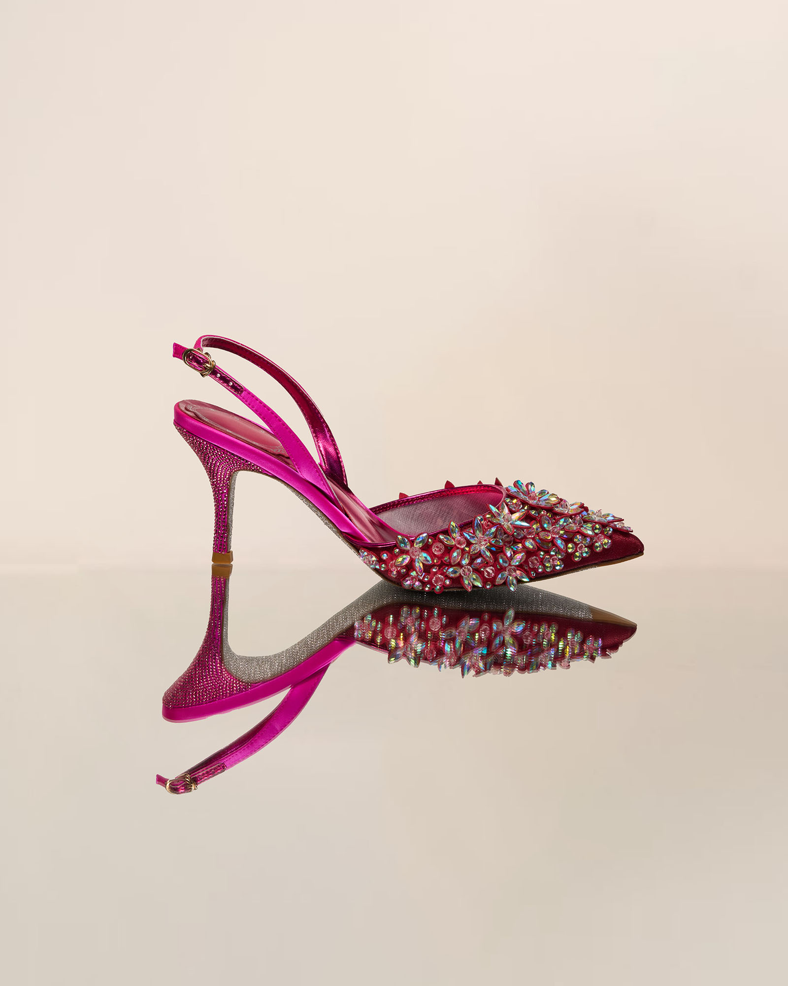 Joss Rhinestone Flower Pumps In Hot Pink
