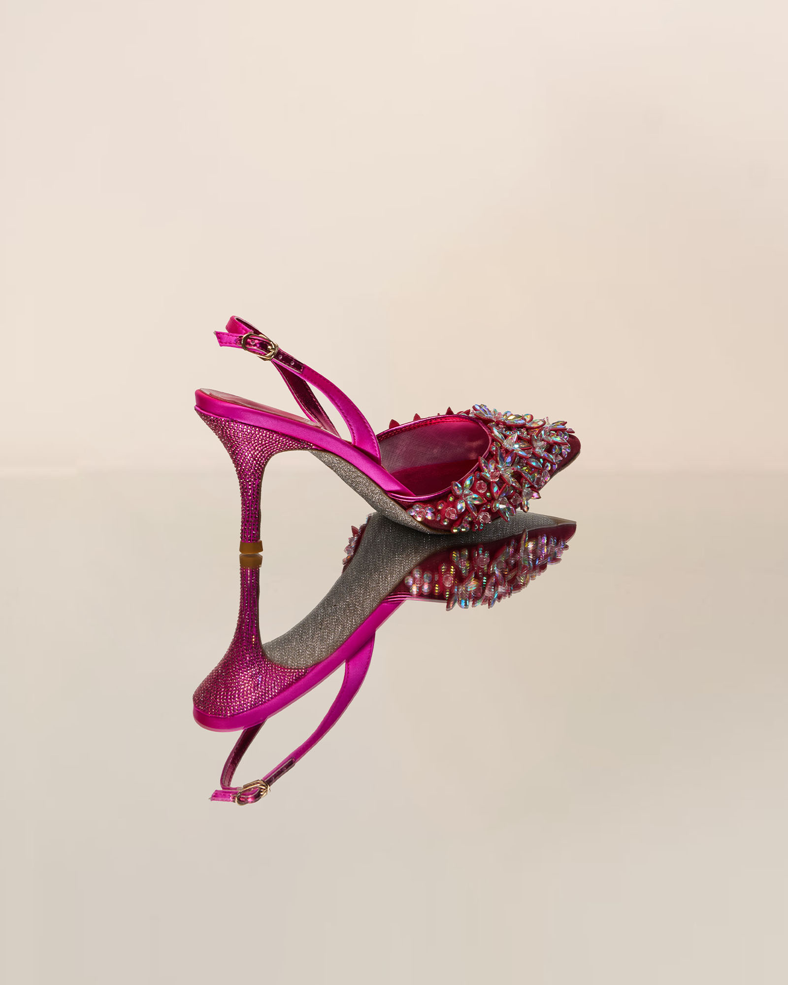 Joss Rhinestone Flower Pumps In Hot Pink