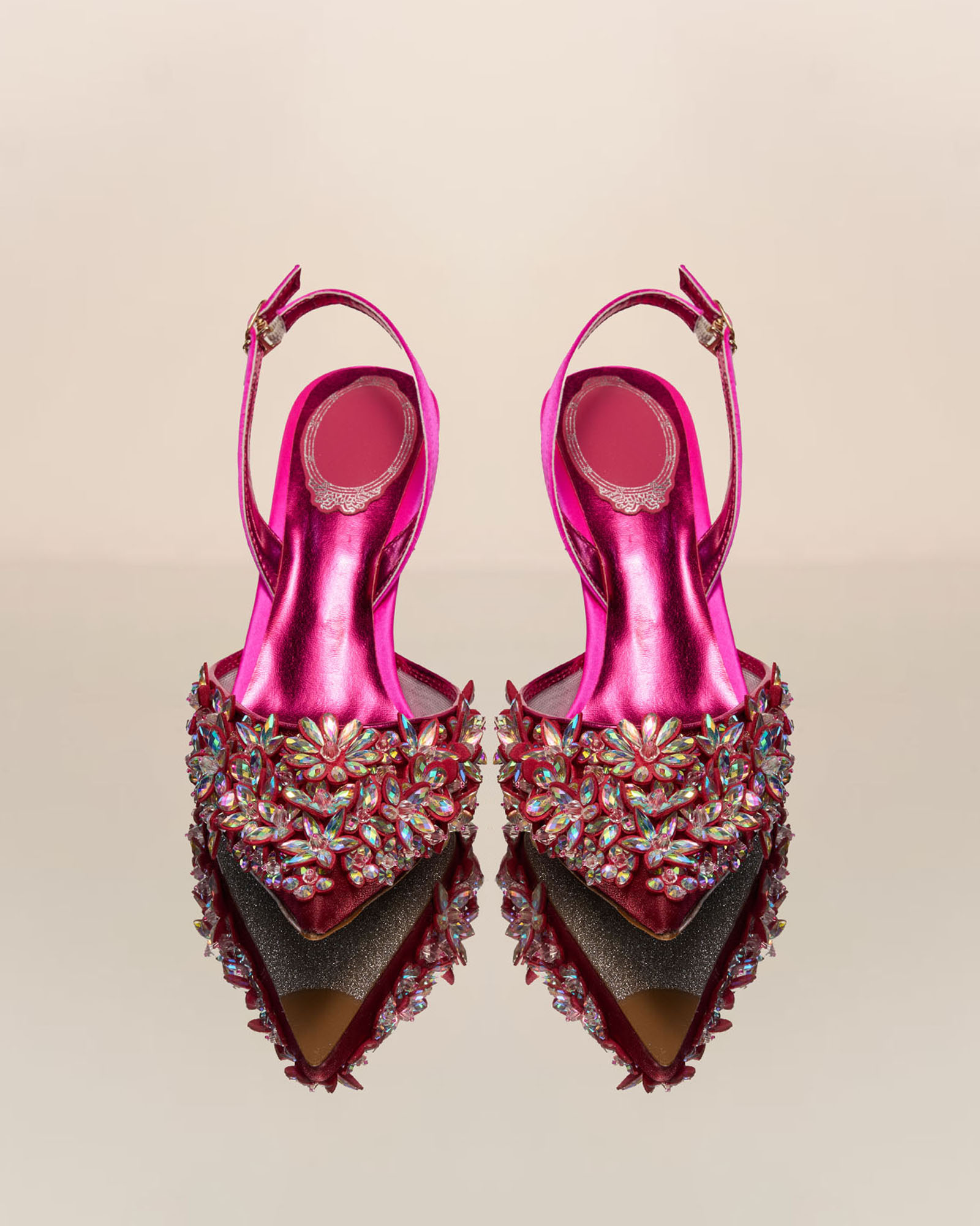 Joss Rhinestone Flower Pumps In Hot Pink