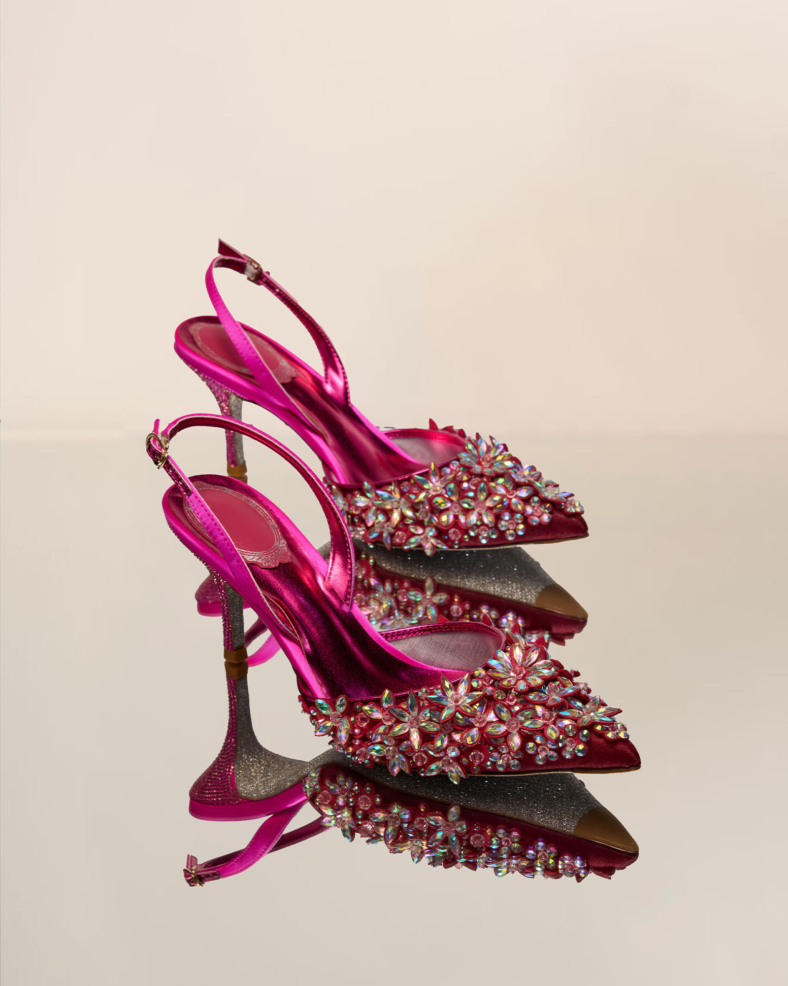 Joss Rhinestone Flower Pumps In Hot Pink