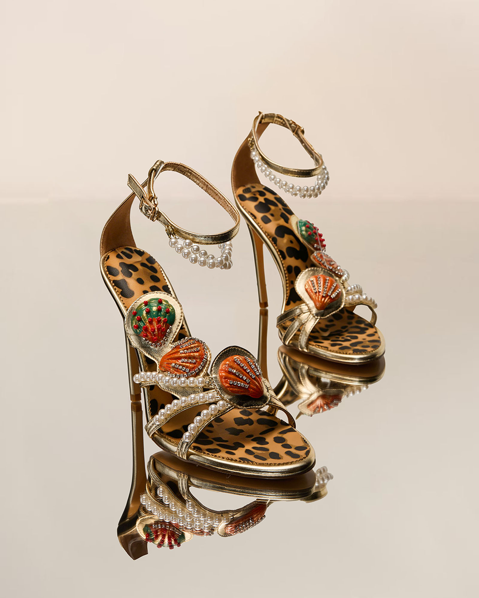 Joslyn Vintage Shell Pearl Leopard Sandals