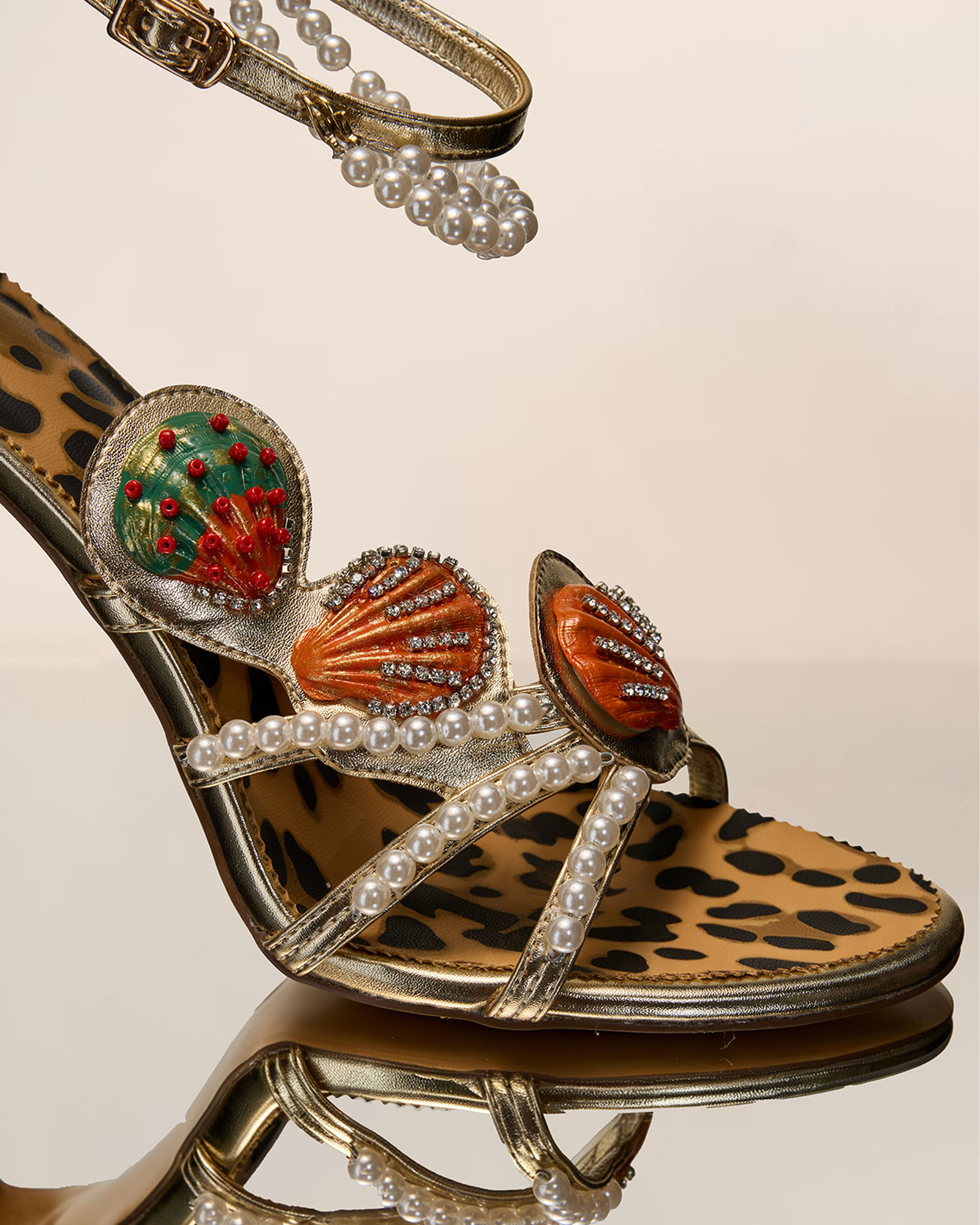 Joslyn Vintage Shell Pearl Leopard Sandals