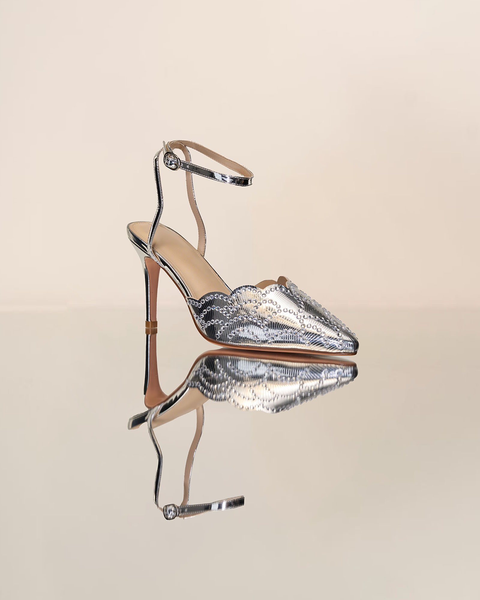 Josipa Rhinestone Mirror Metallic Pumps