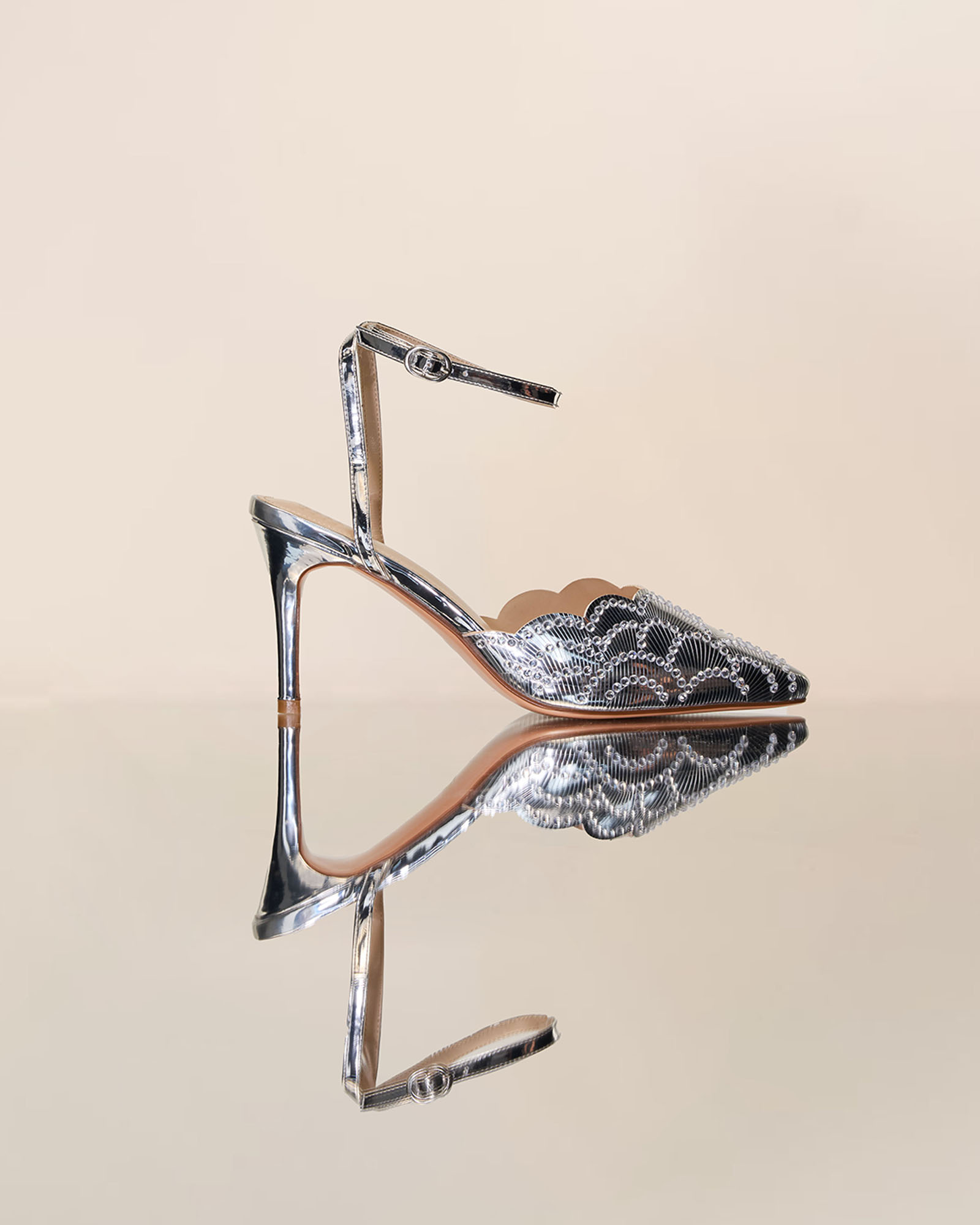 Josipa Rhinestone Mirror Metallic Pumps