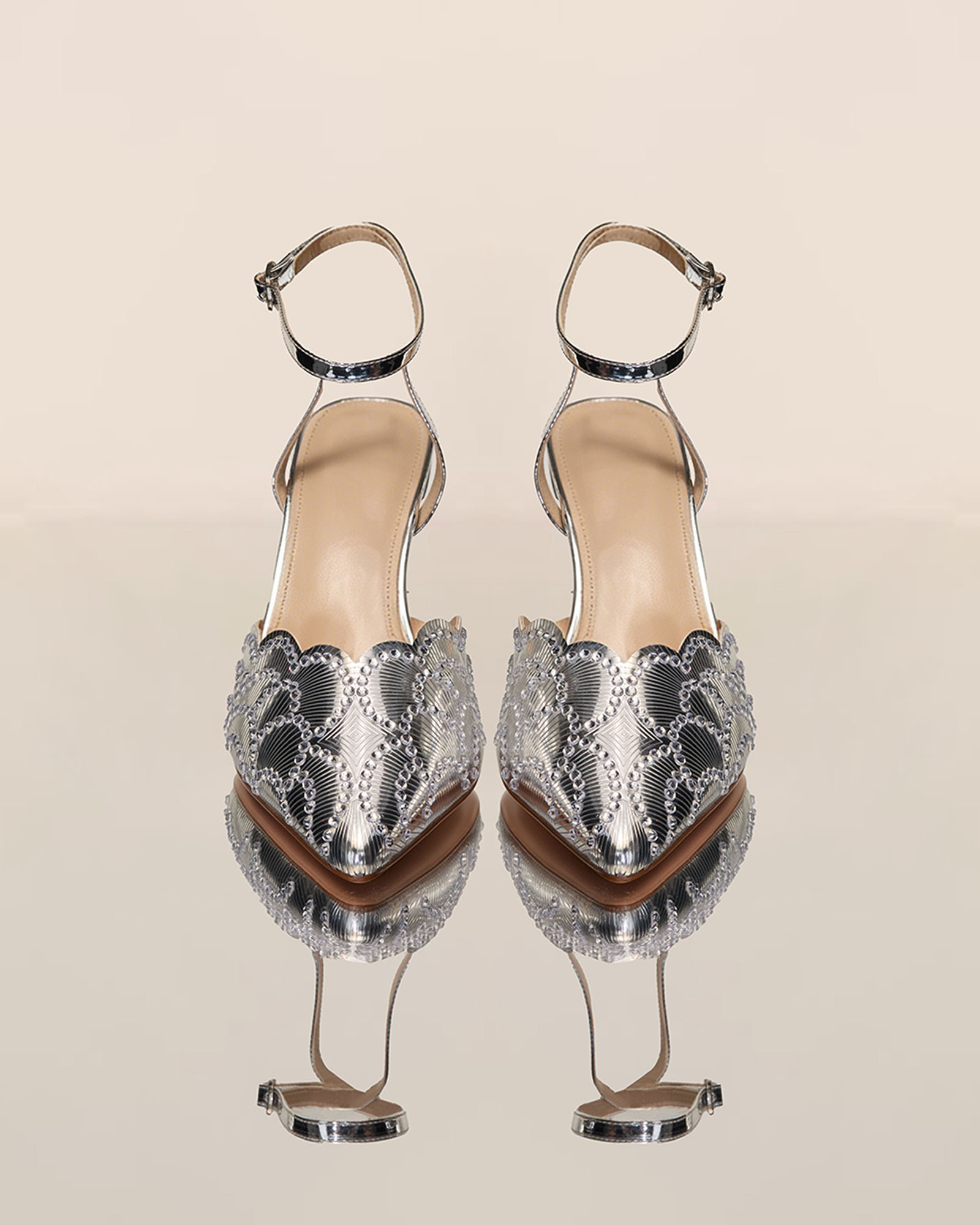 Josipa Rhinestone Mirror Metallic Pumps
