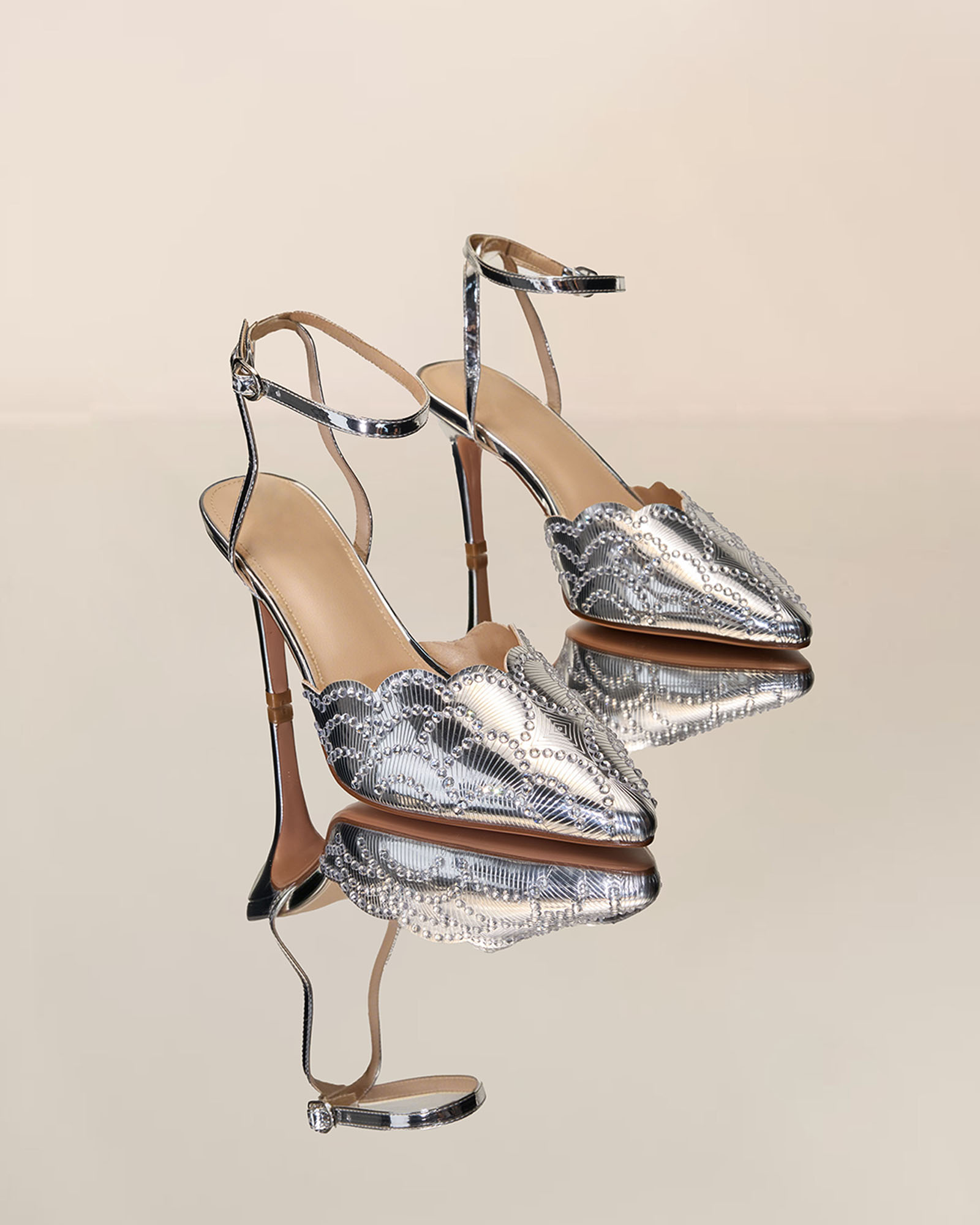 Josipa Rhinestone Mirror Metallic Pumps