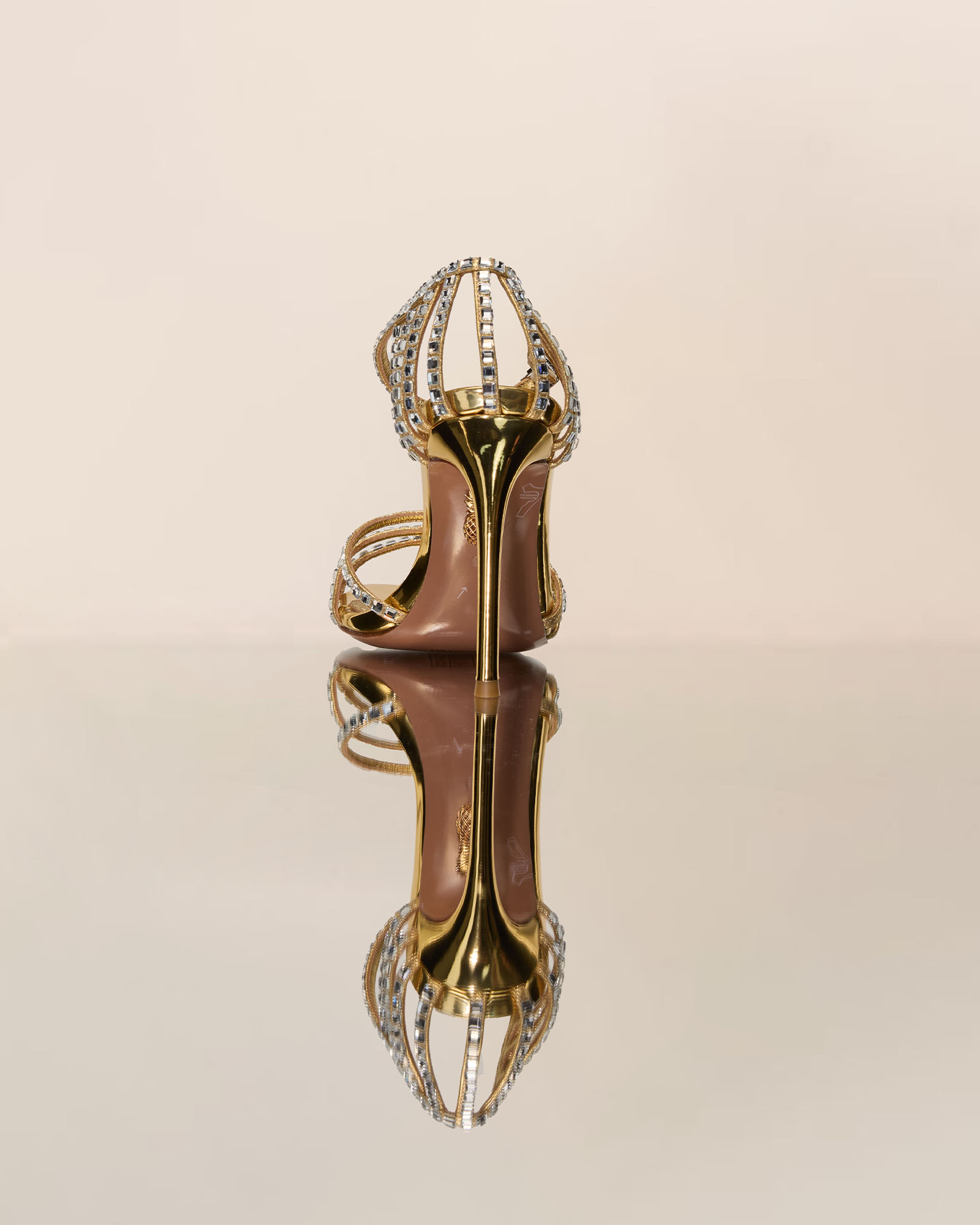 Josie Rhinestone Cage Strap Sandals In Gold