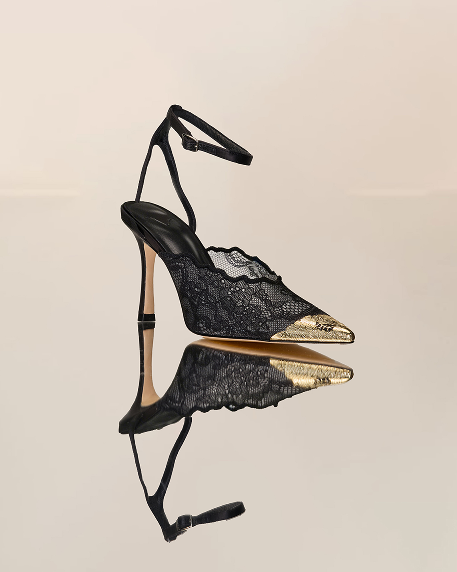 Keane Lace Stiletto Heels In Black