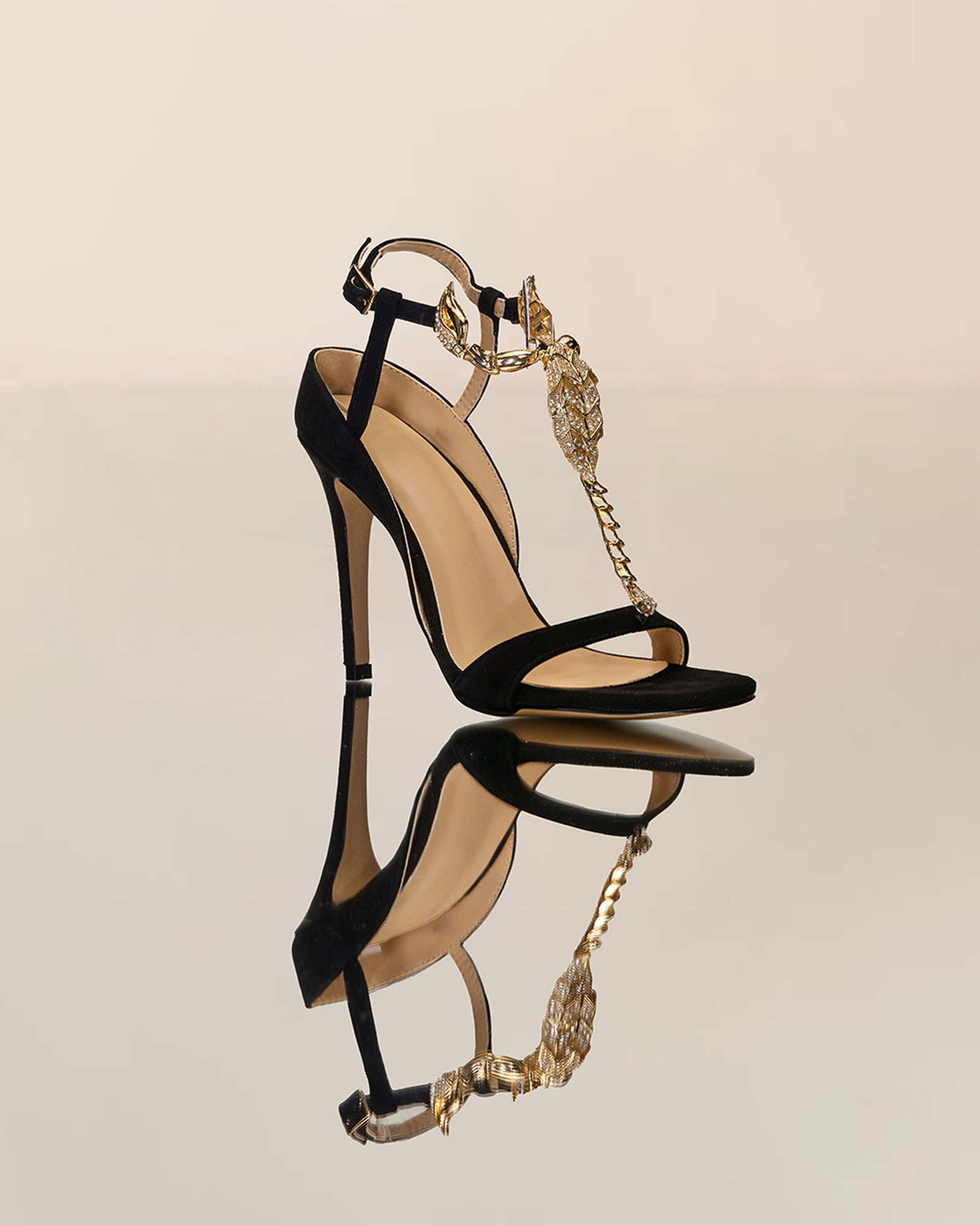 Pia Rhinestone Scorpion Strap Closed-back Sandals 