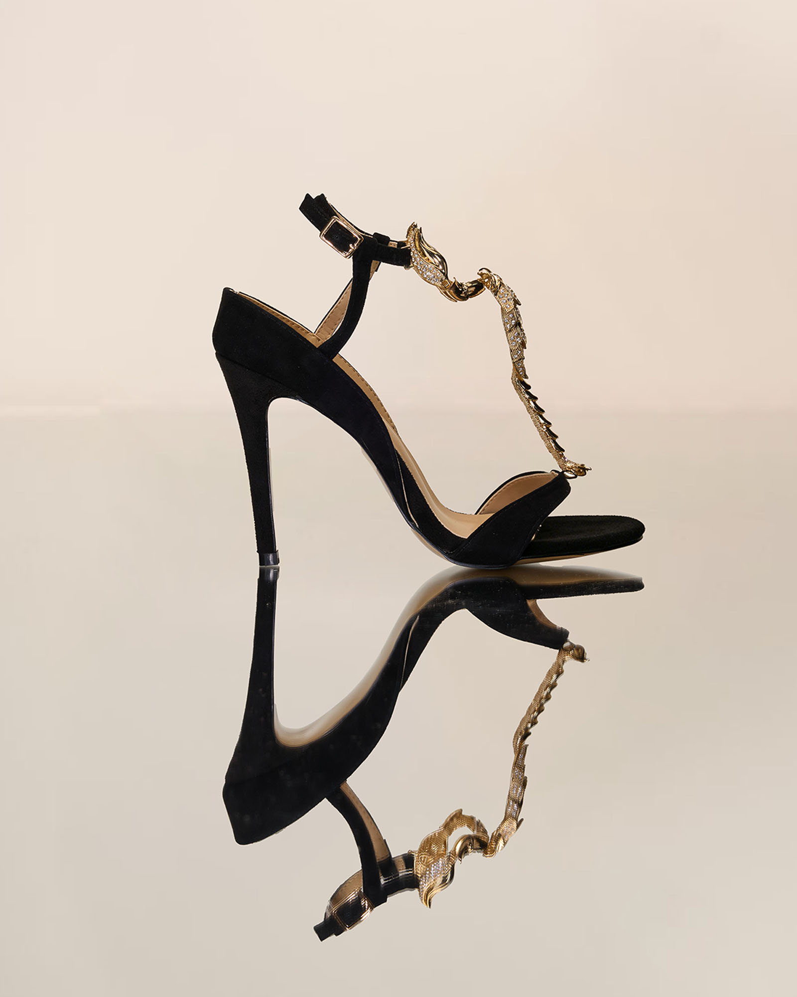 Pia Rhinestone Scorpion Strap Closed-back Sandals 