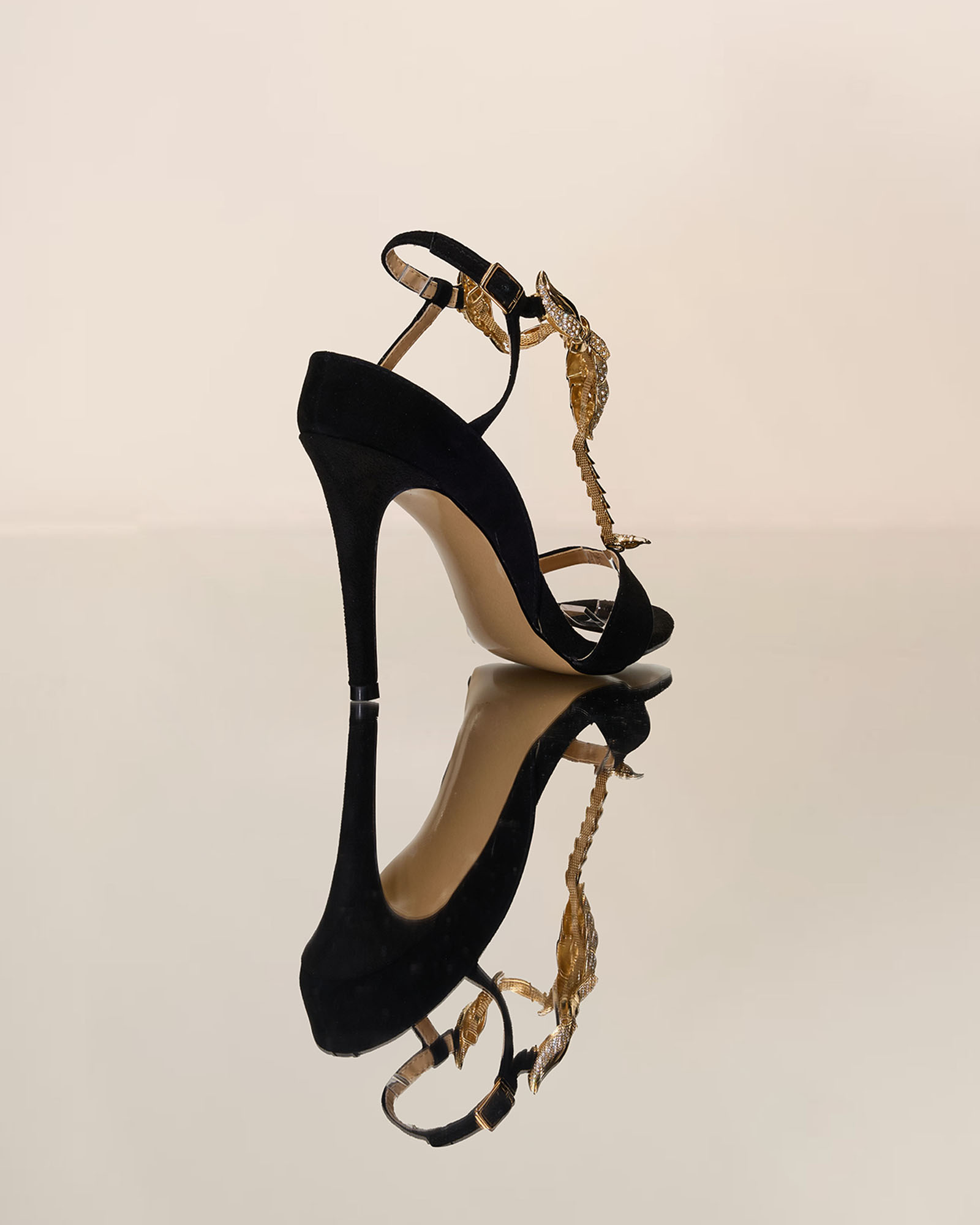 Pia Rhinestone Scorpion Strap Closed-back Sandals 