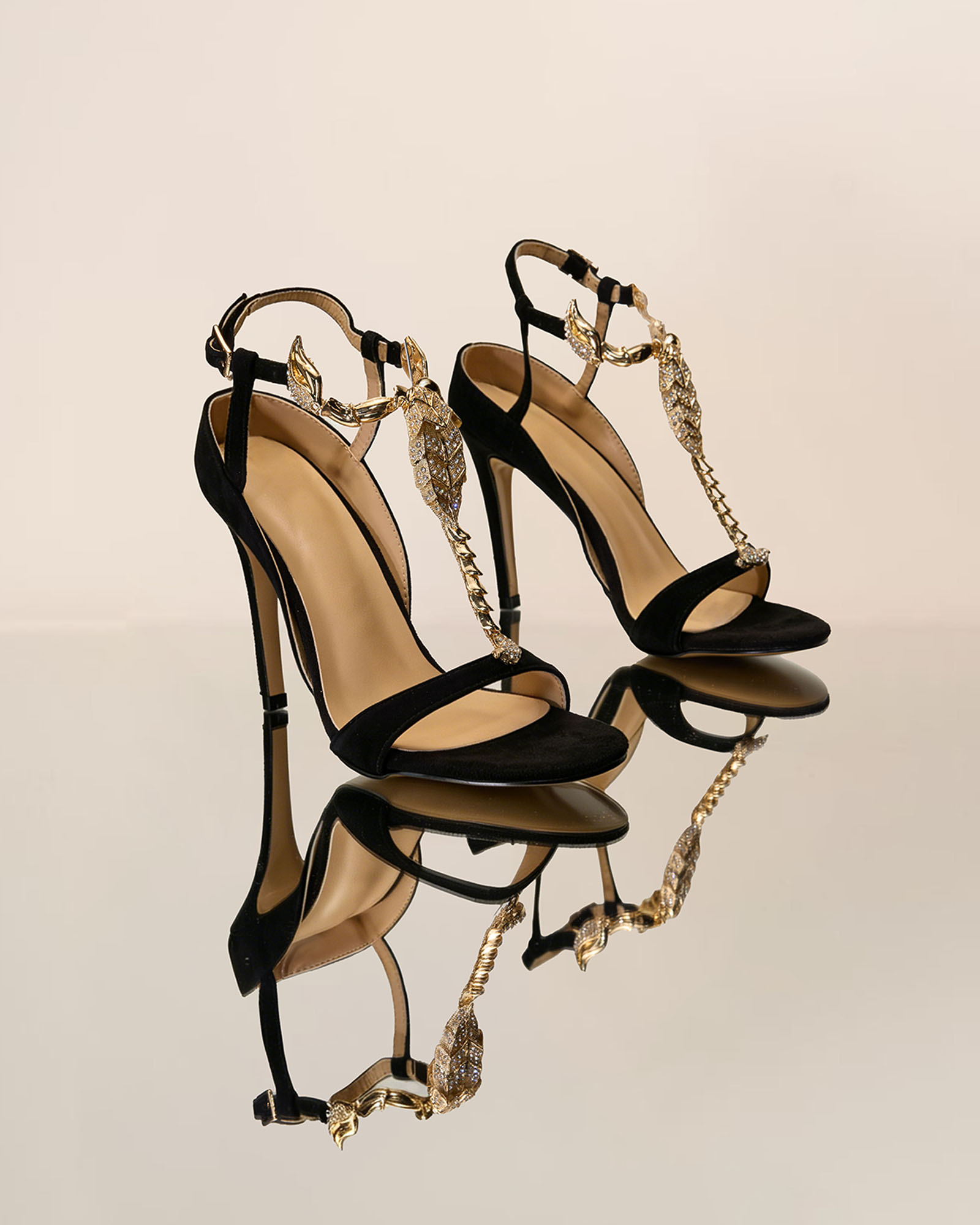 Pia Rhinestone Scorpion Strap Closed-back Sandals 