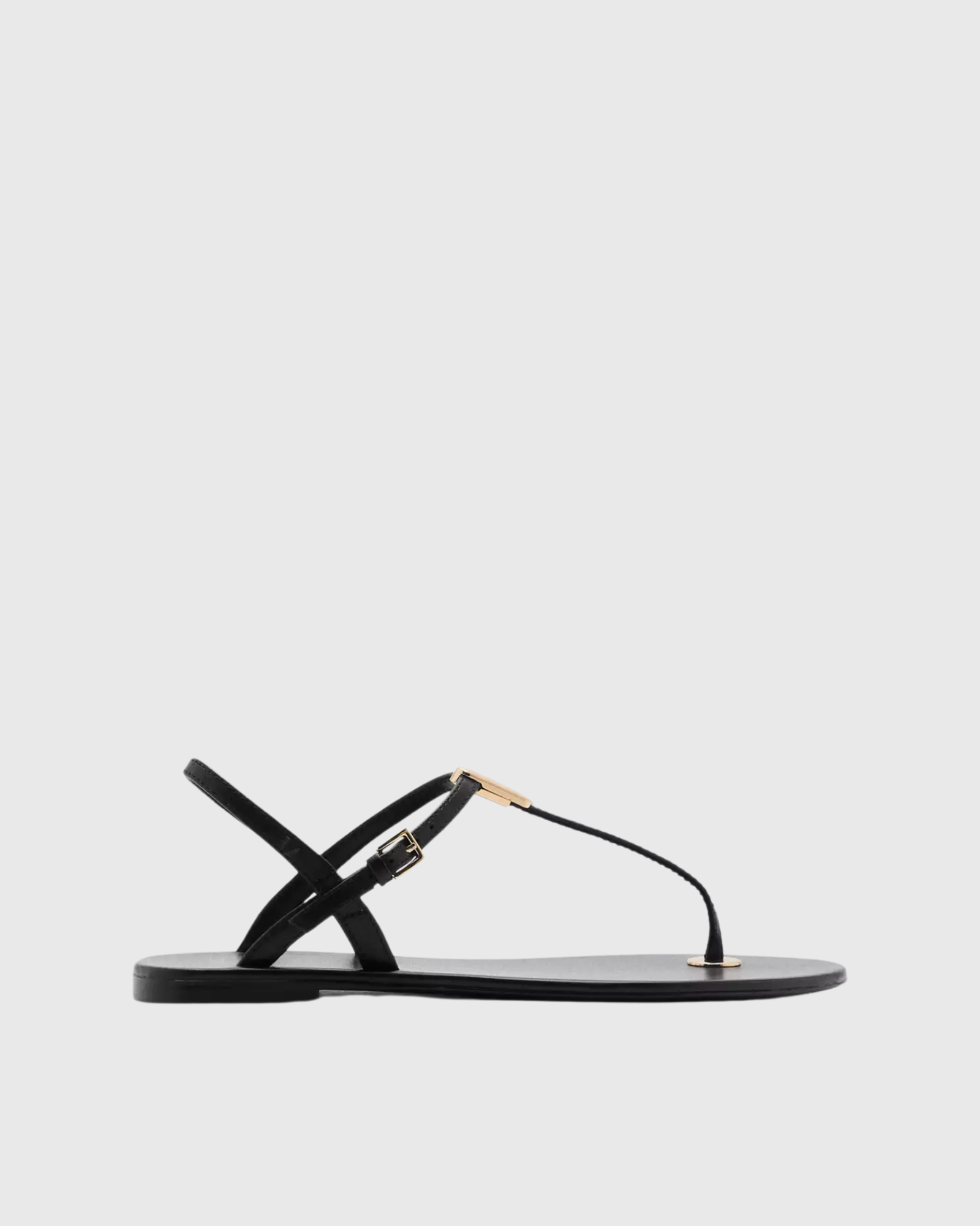 Jaci Strap Thong Flat Sandals In Black