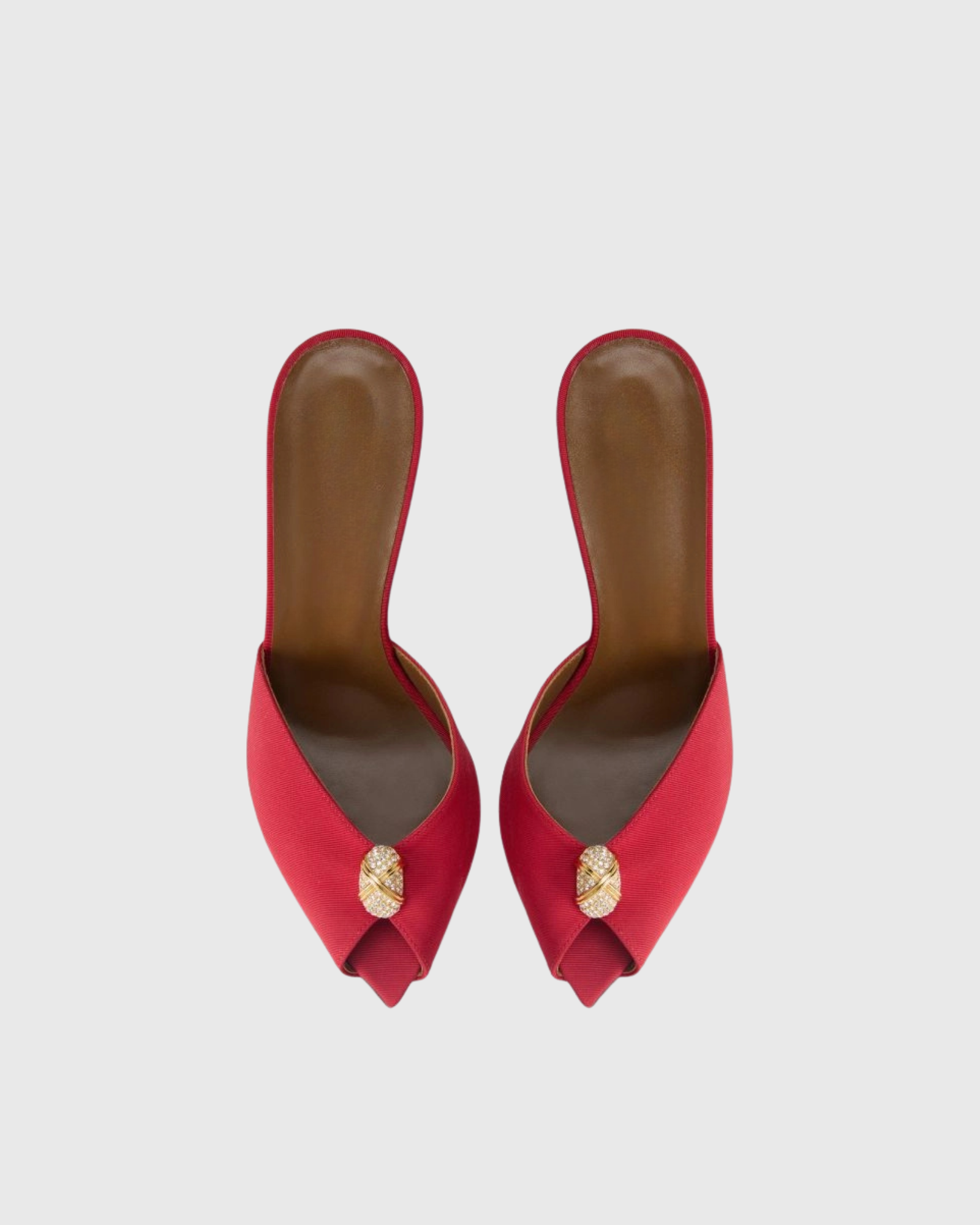 Crowe Satin Rhinestone Mules In Red