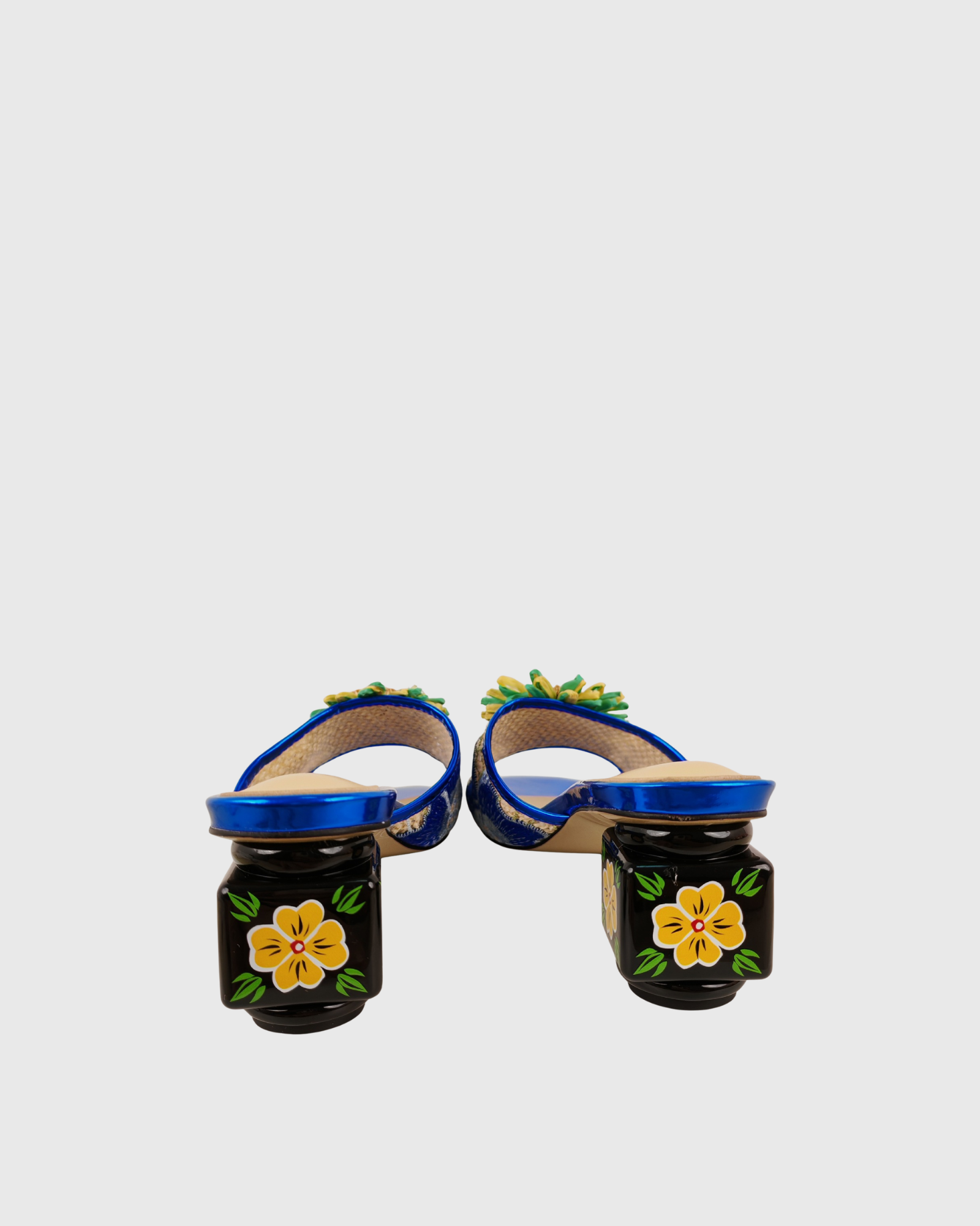 Virelle Embroidered Flower Mules In Midnight Blue 