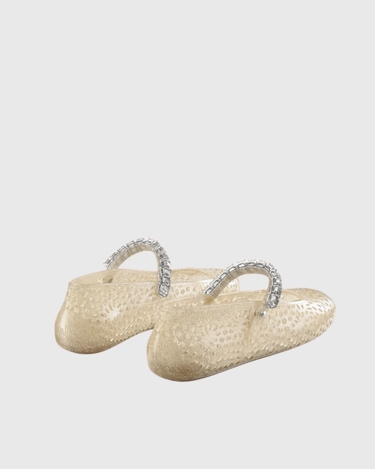 Zara Jelly PVC Cut Out  Flats In Gold