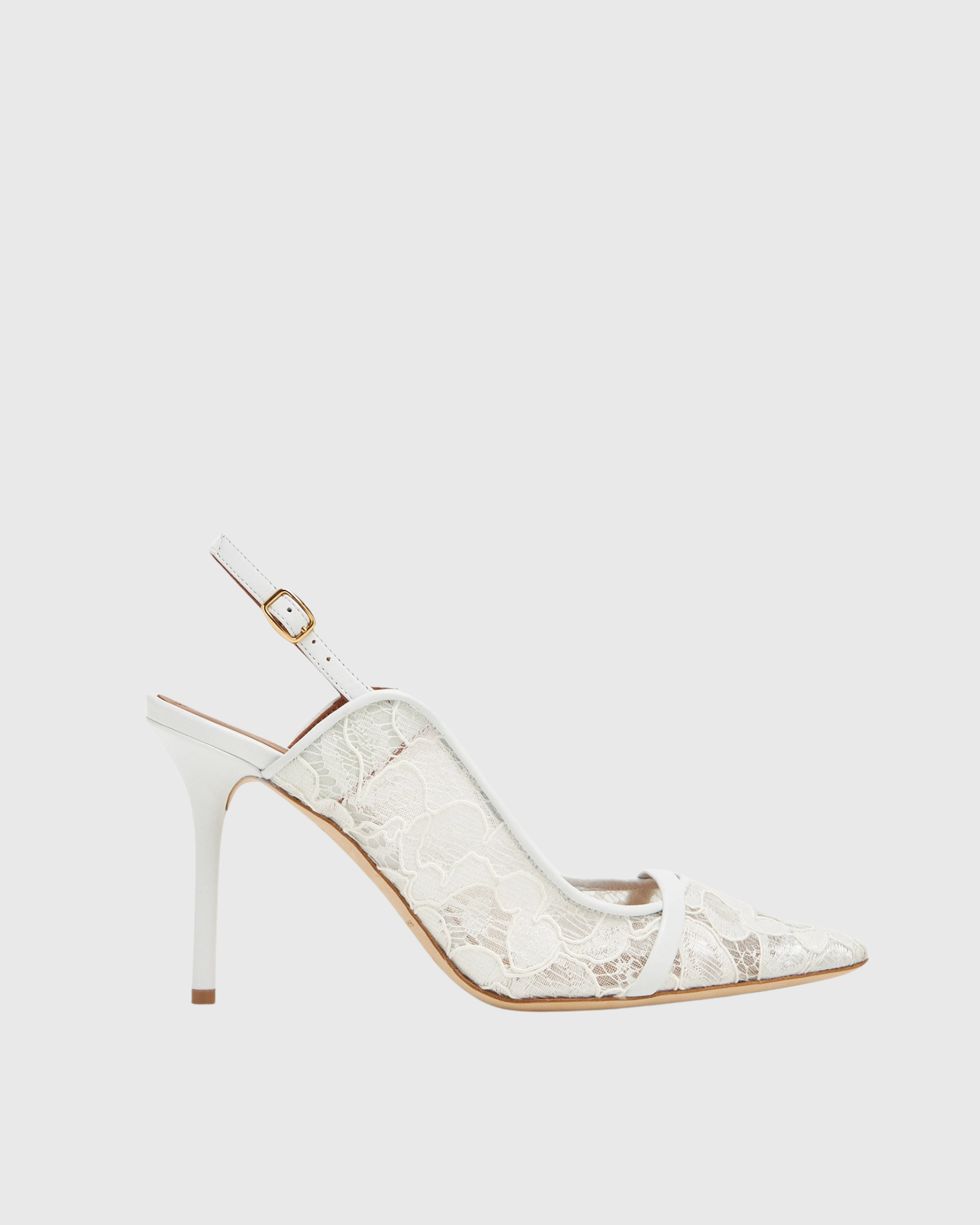 Faye Lace Slingback Pumps In White