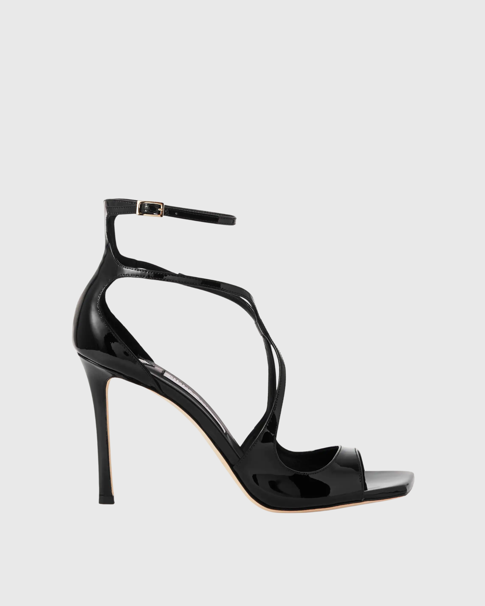 Aryana Patent Leather Strap Sandals In Black