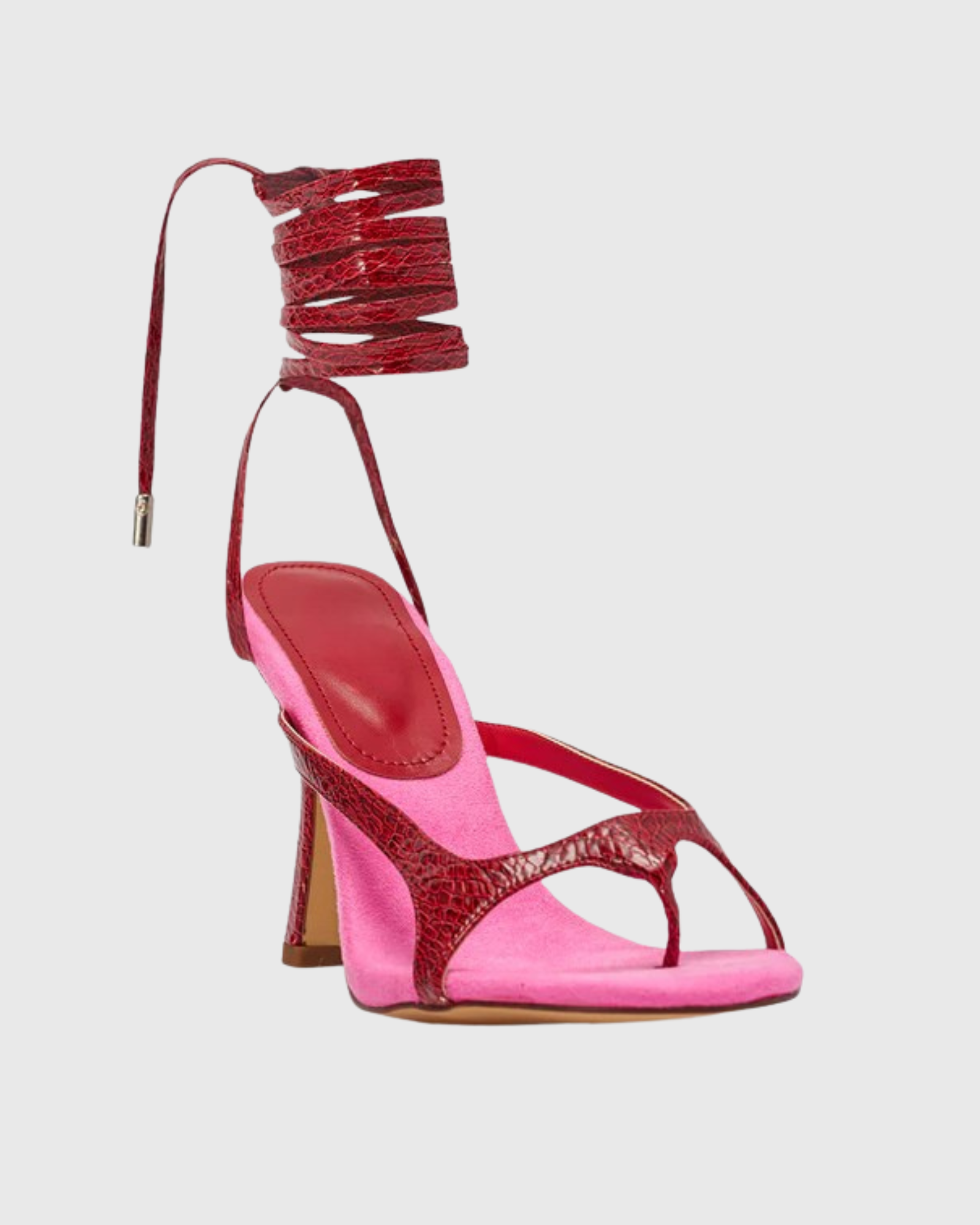 Kalyn Thong Toe Lace Up Sandals In Pink