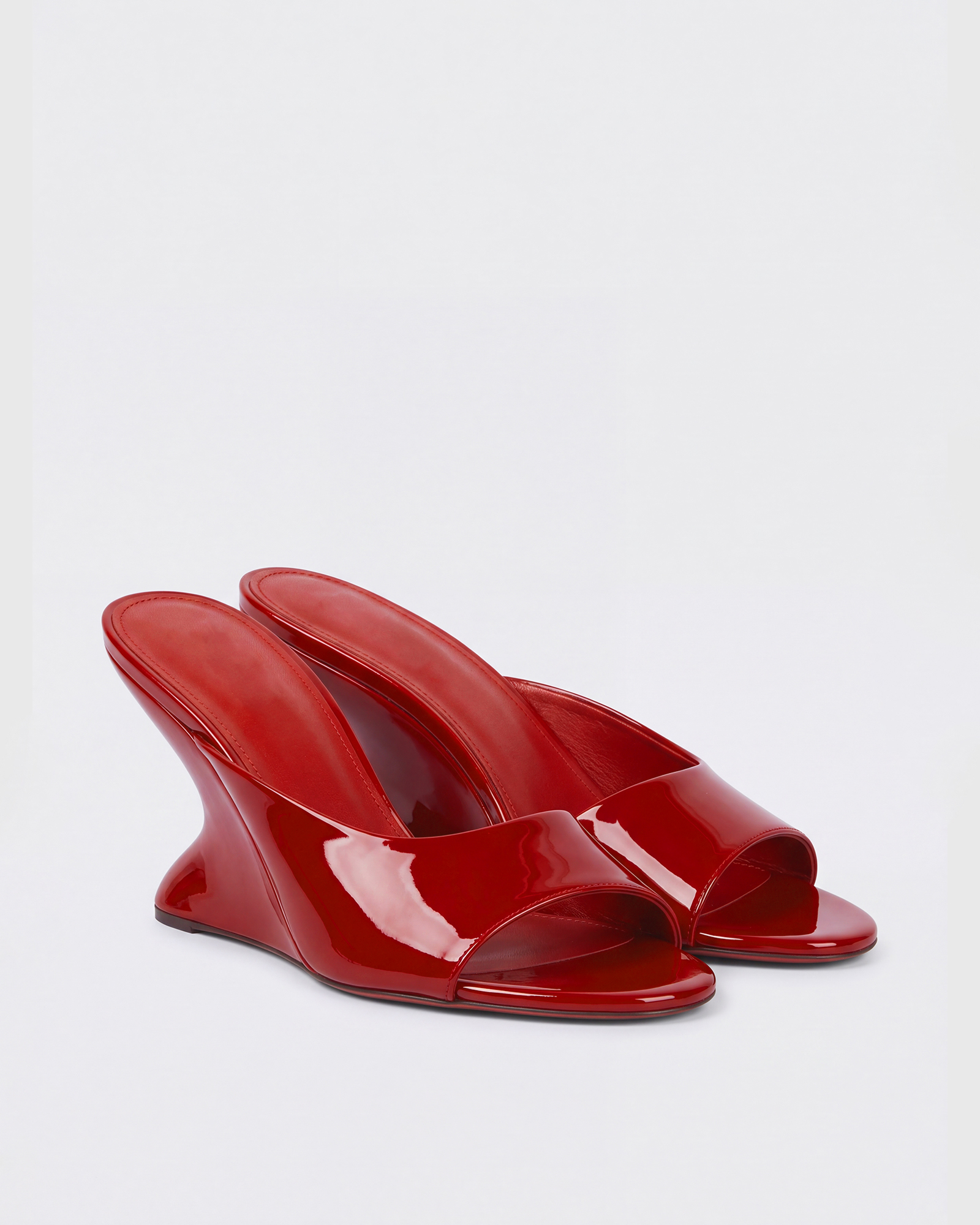Adalgund Patent Leather Open Toe Mules In Red