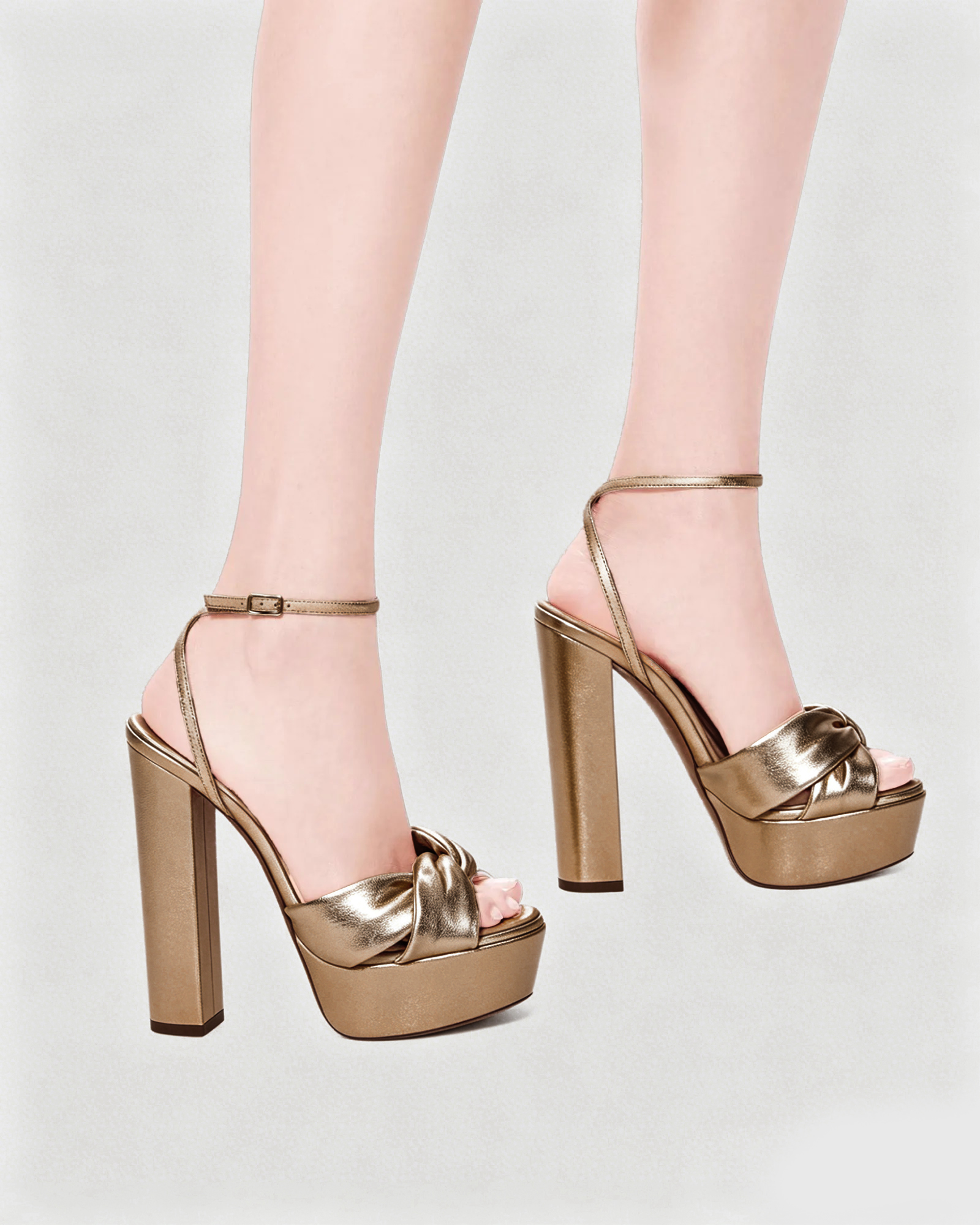 Satu Knot Platform Sandals In Beige