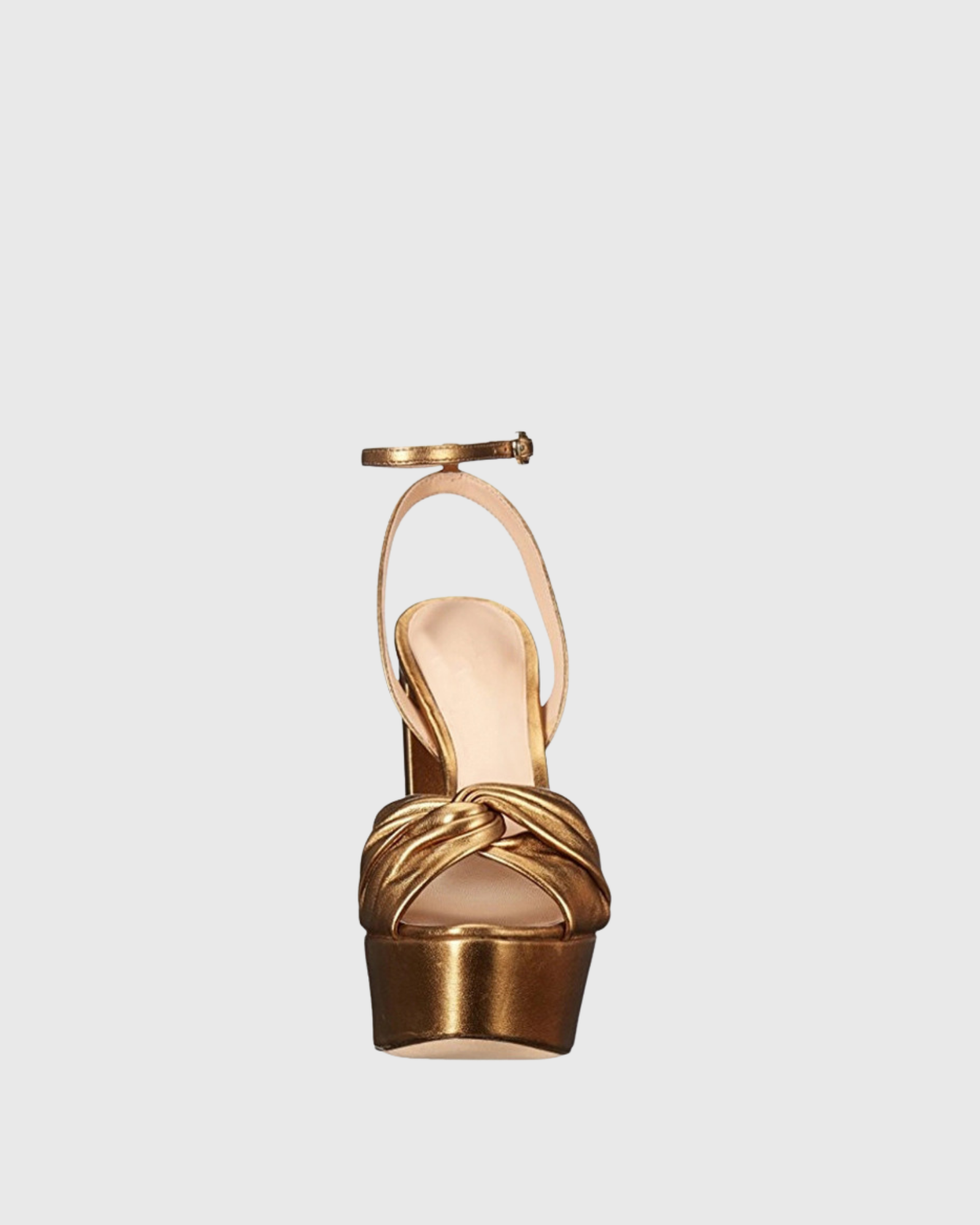 Satu Bow Platform Metallic Sandals In Rose Gold