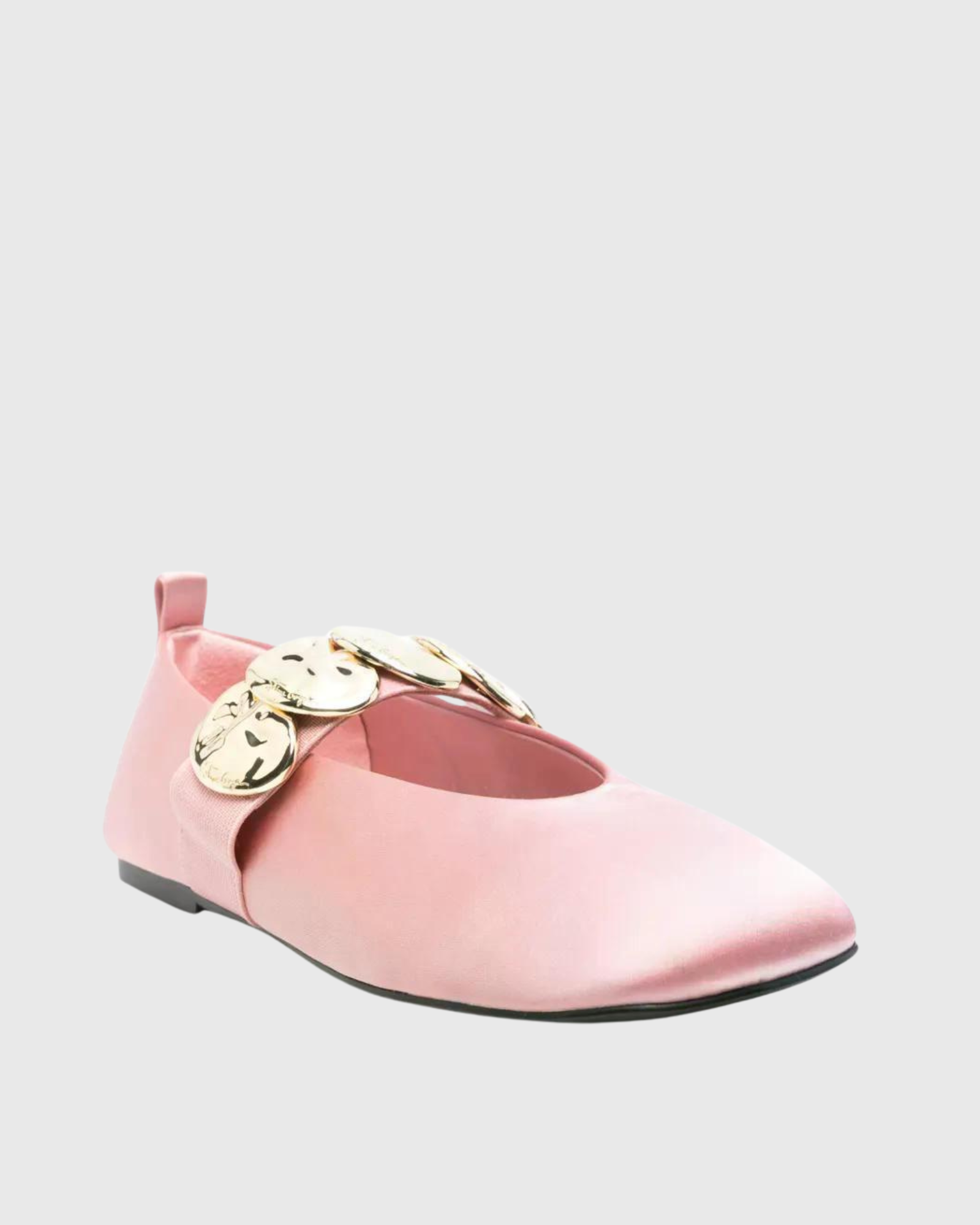 Juvela Hardware Satin Glove Ballet Flats In Pink
