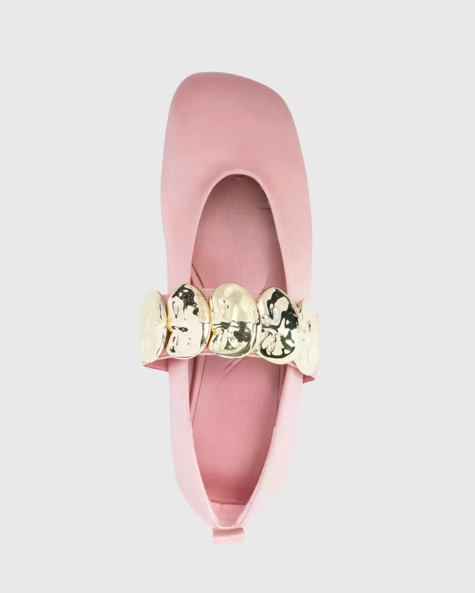 Juvela Hardware Satin Glove Ballet Flats In Pink