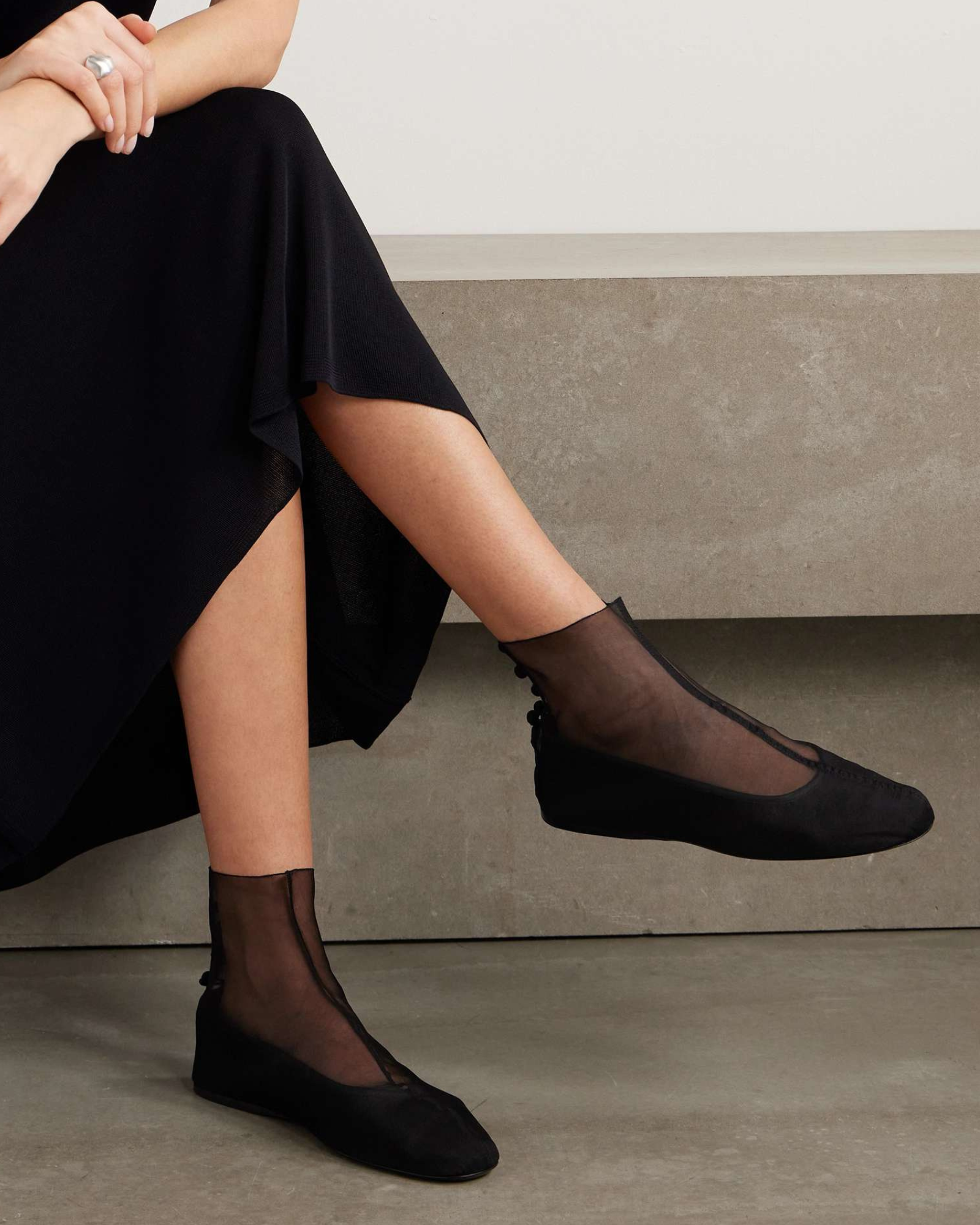 Juul Sheer Ballet Sock Flats In Black