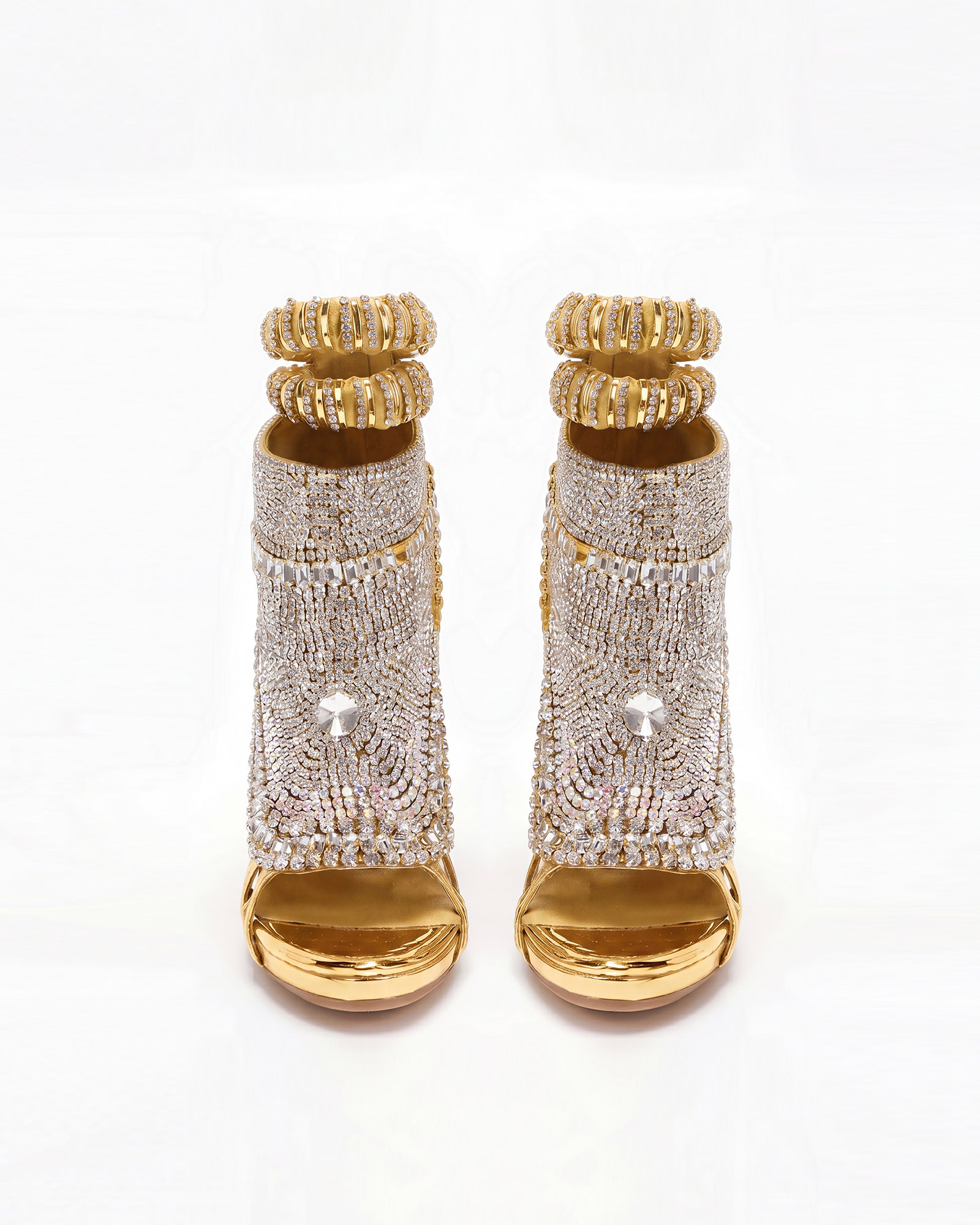 Edith Rhinestone Embellished Strap Sandals In Sliver