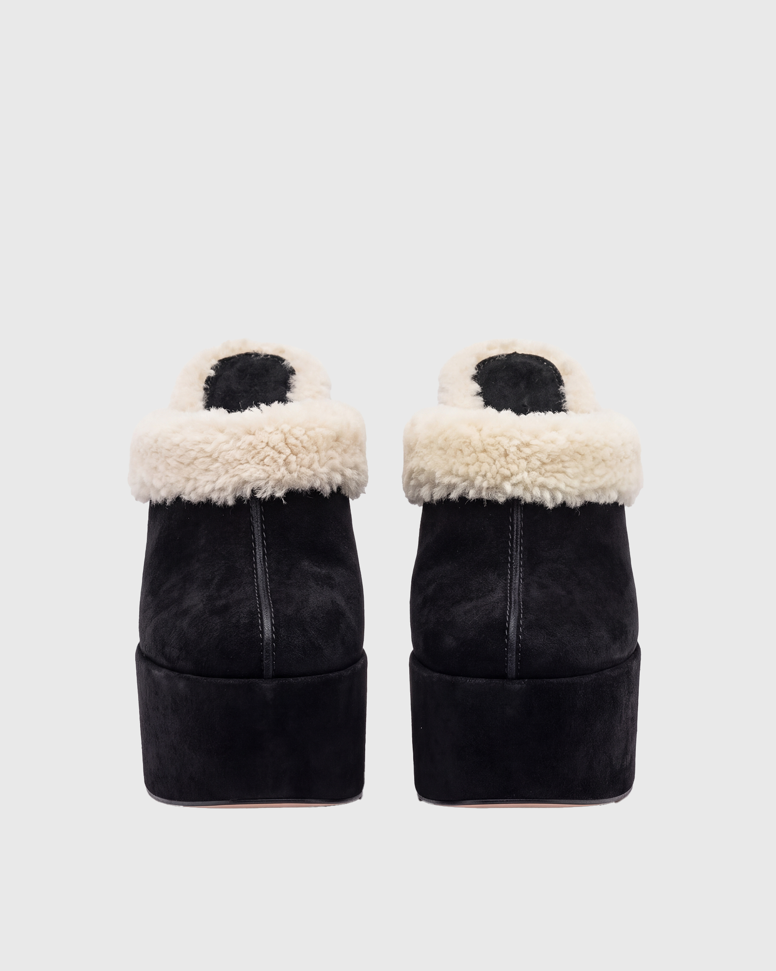 Martin Faux Fur Platform Mules In Black