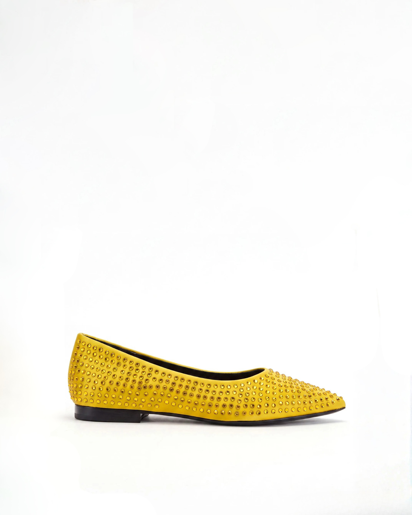 Violet Rhinestone Flats In Yellow