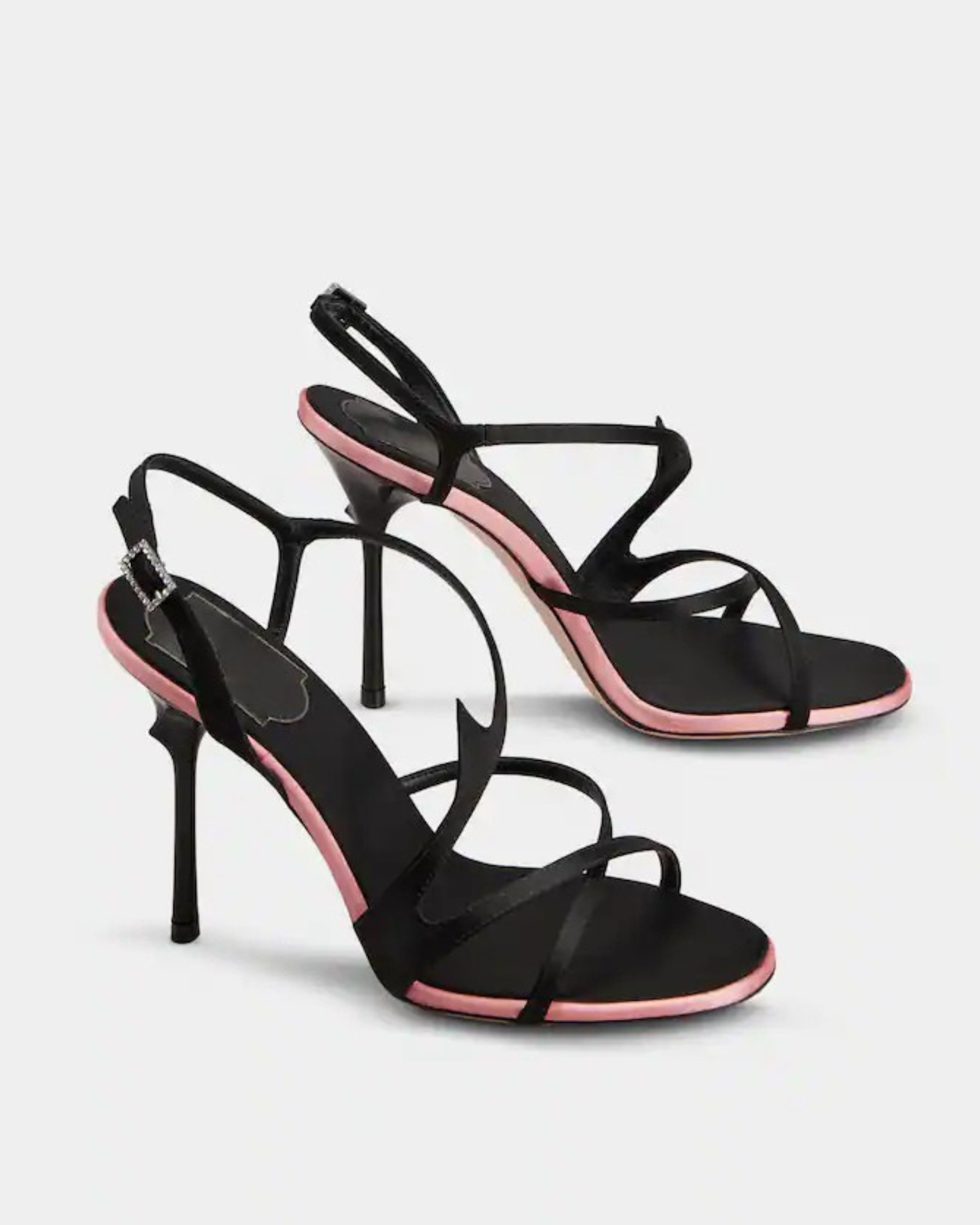 Isha Cross Strap Sandals In Black&Pink