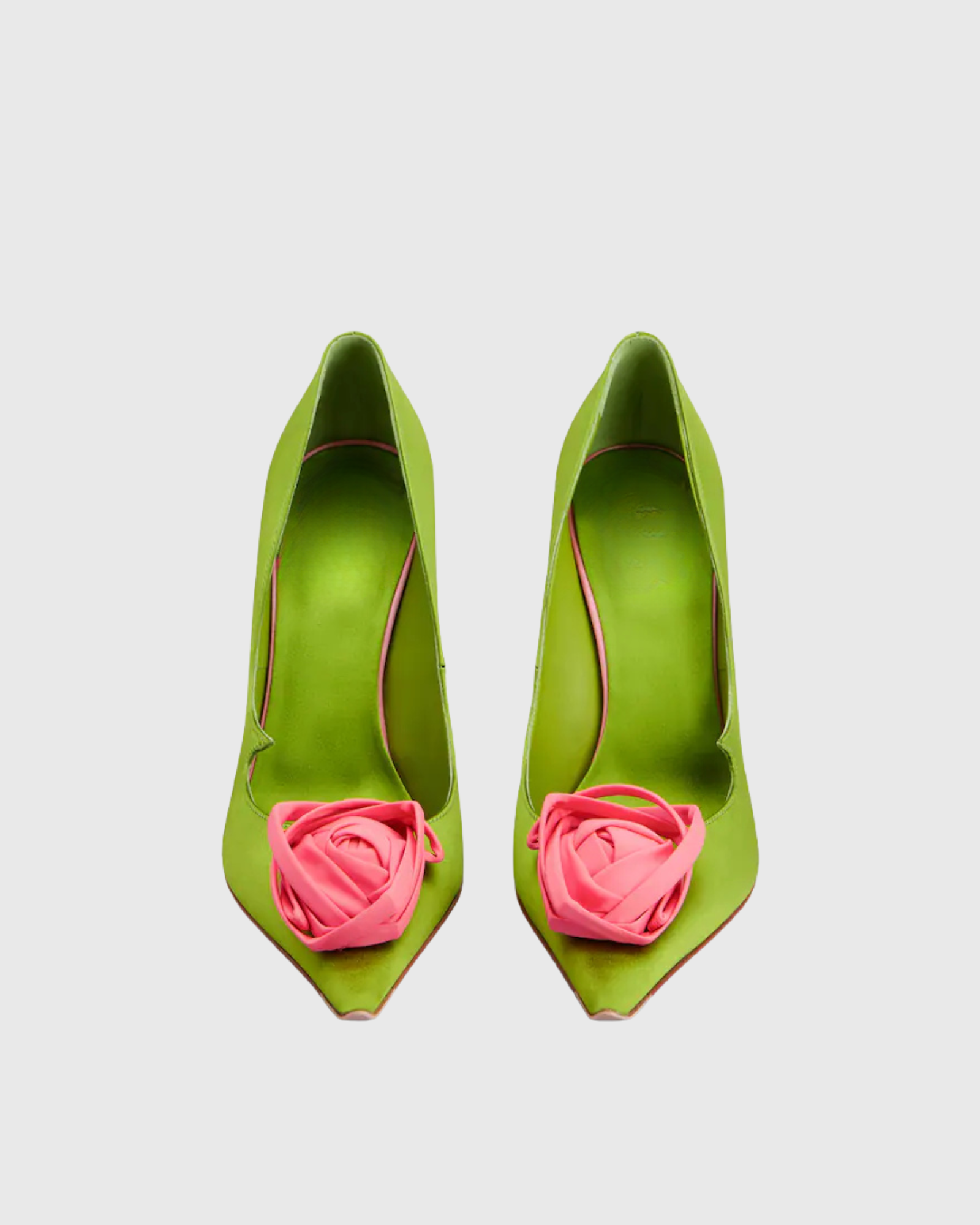 Sage Rose Satin Pumps In Green