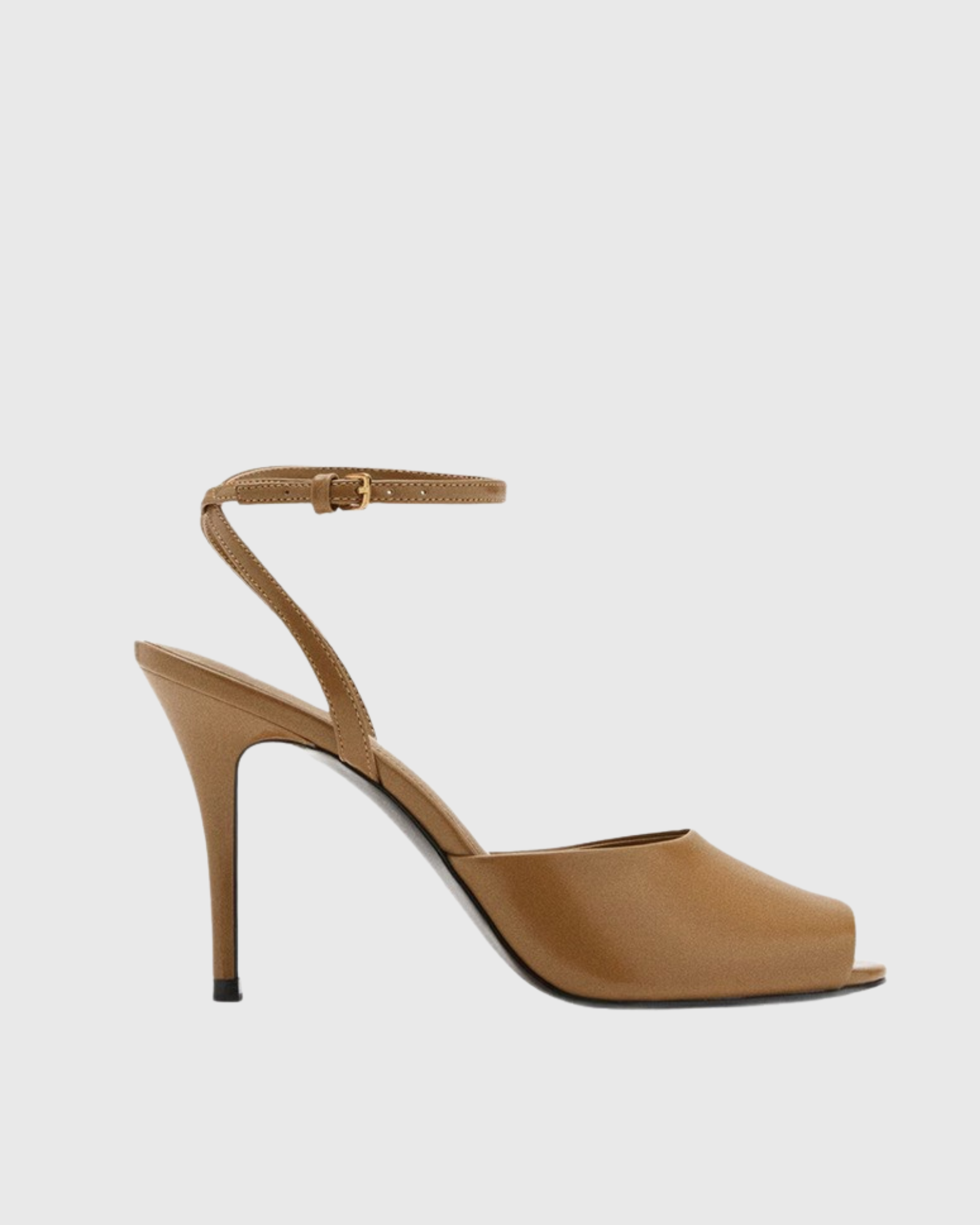 Freya Leather Strap Stiletto Sandals In Brown