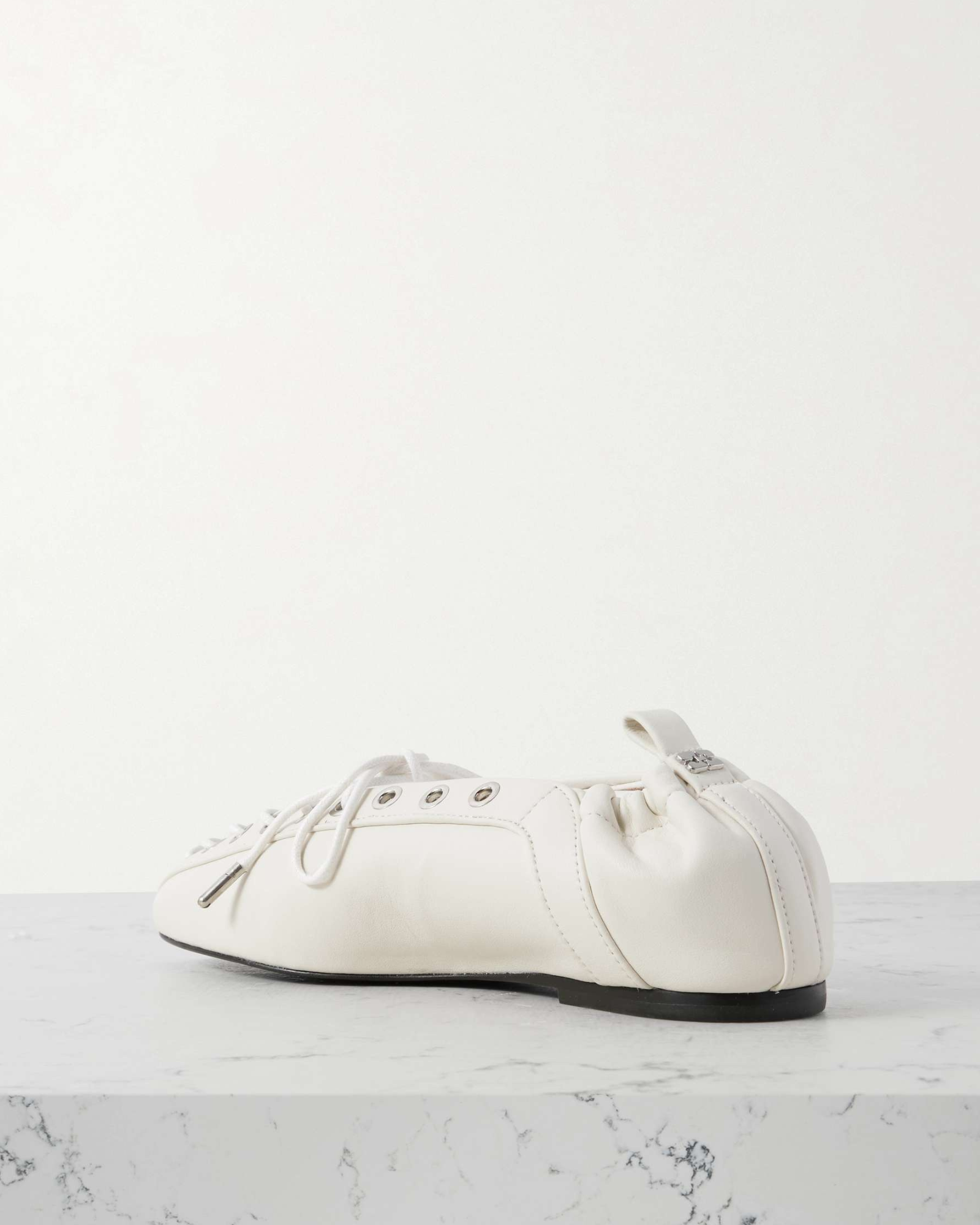 Jutta Lace Up Ballet Flats In White