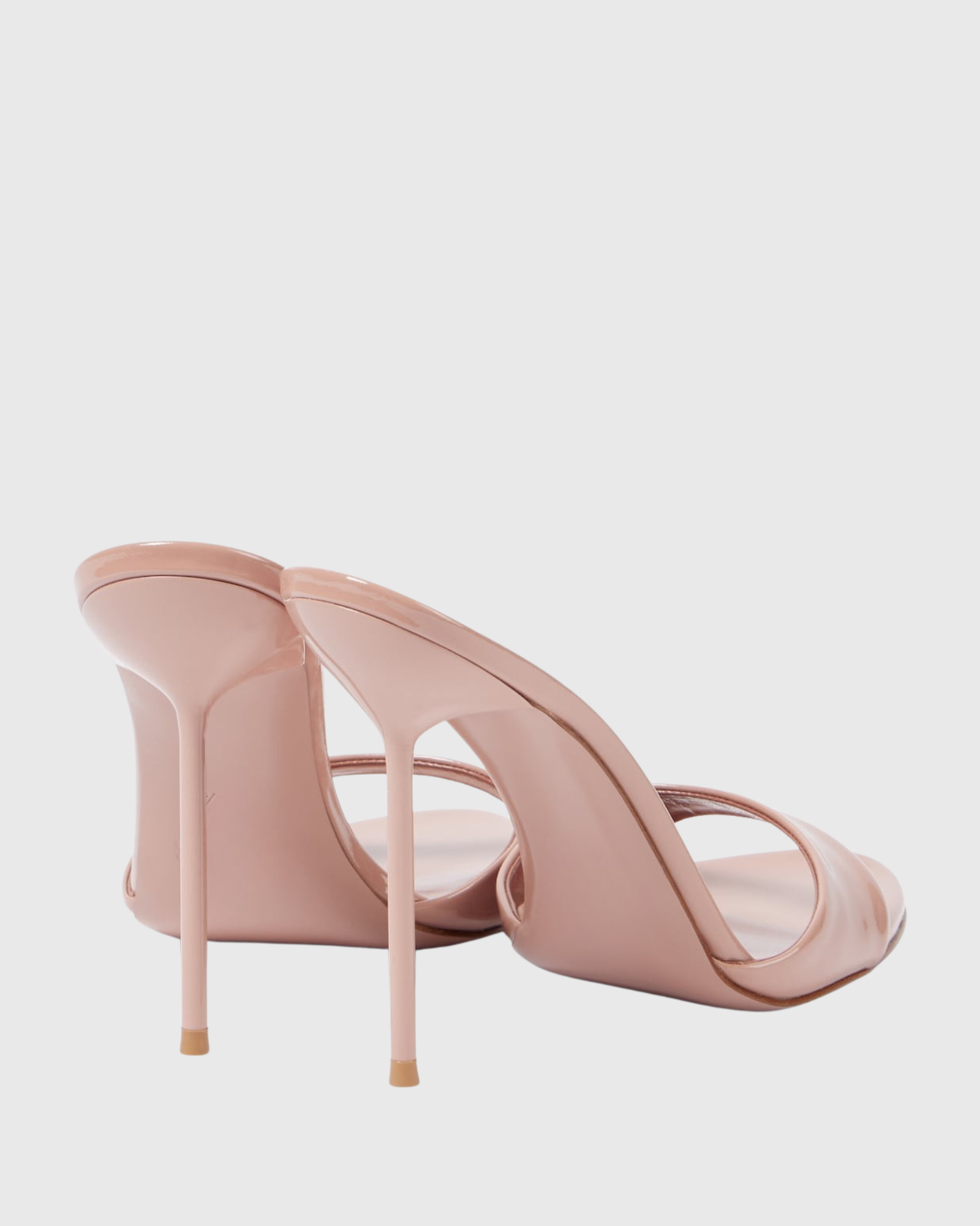 Leslie Patent Leather Mules In Nude