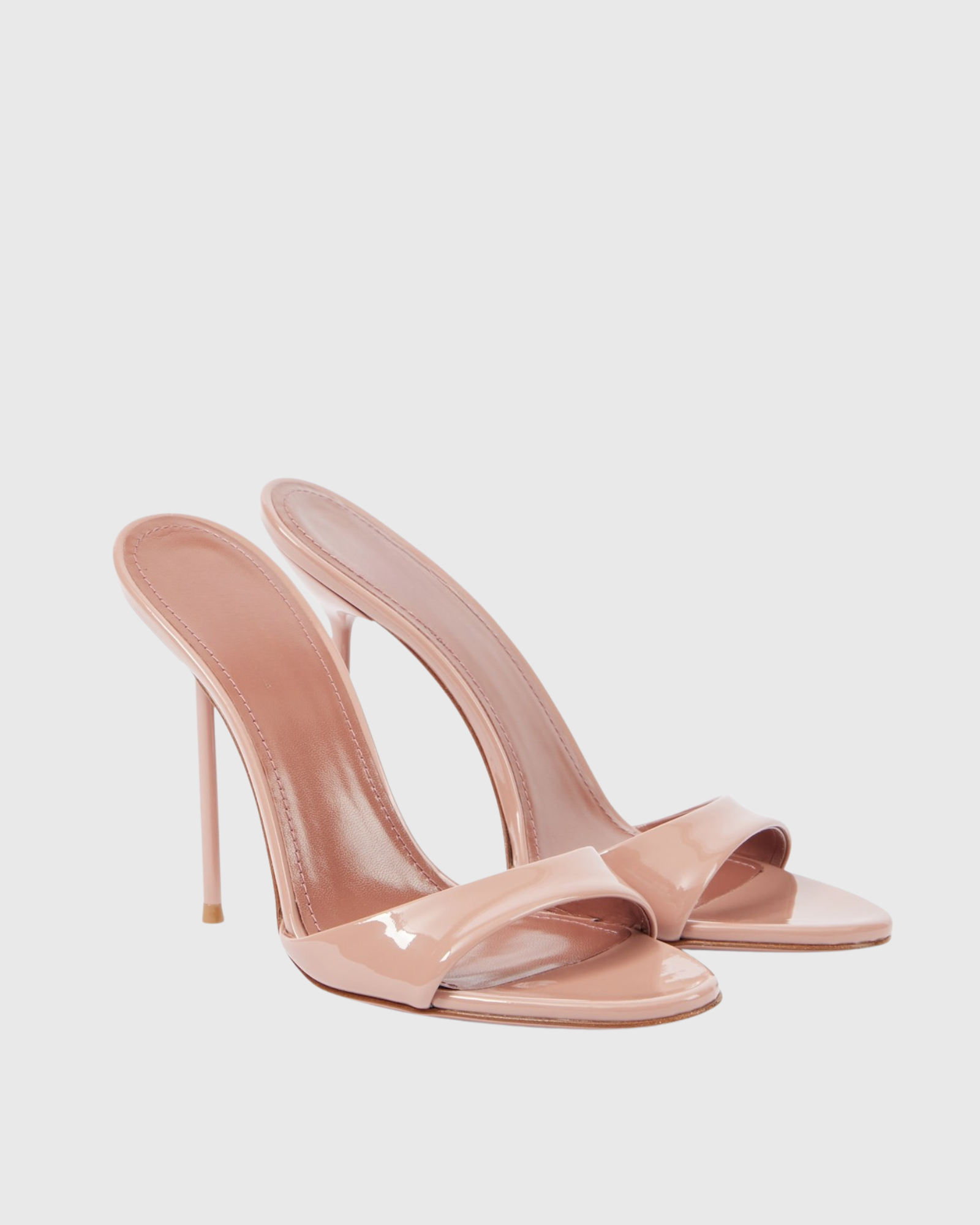 Leslie Patent Leather Mules In Nude