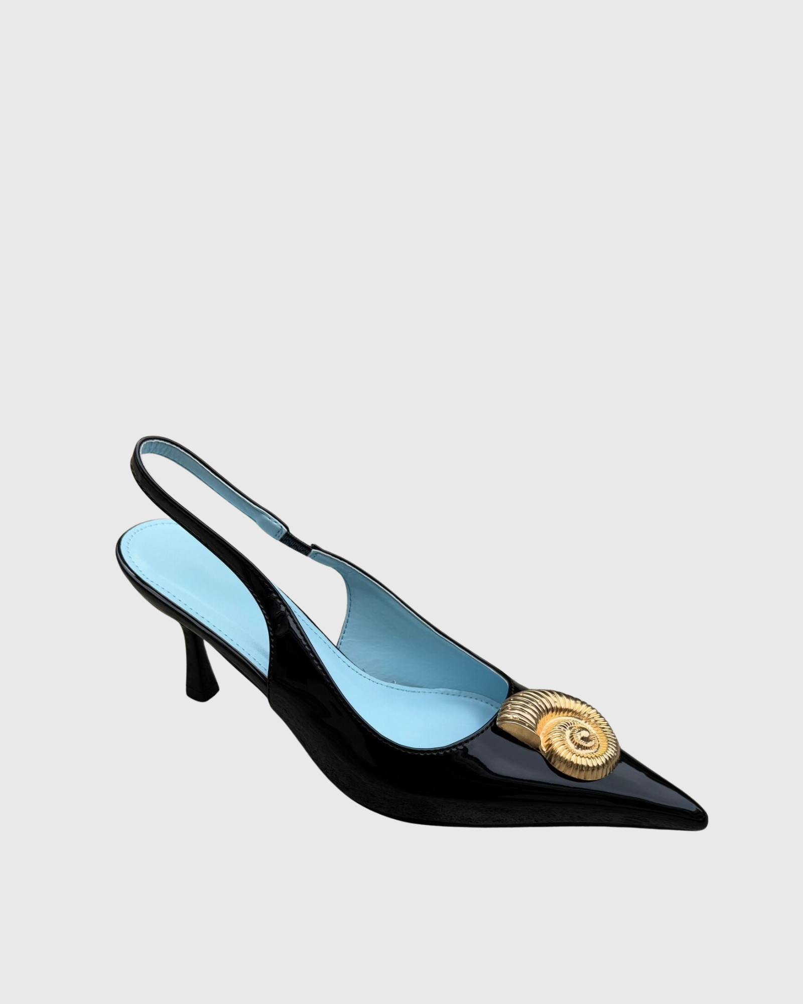 Judy Metal Conch Slingback Pumps In Black&Blue