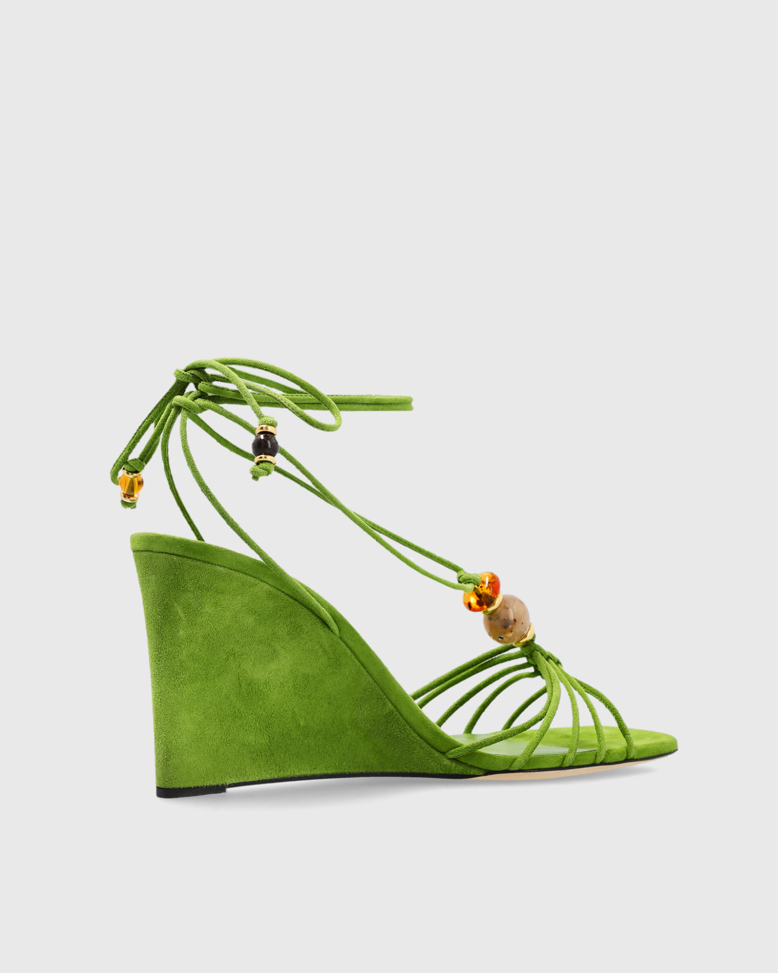 Liora Suede Wedge Sandals In Olive Green