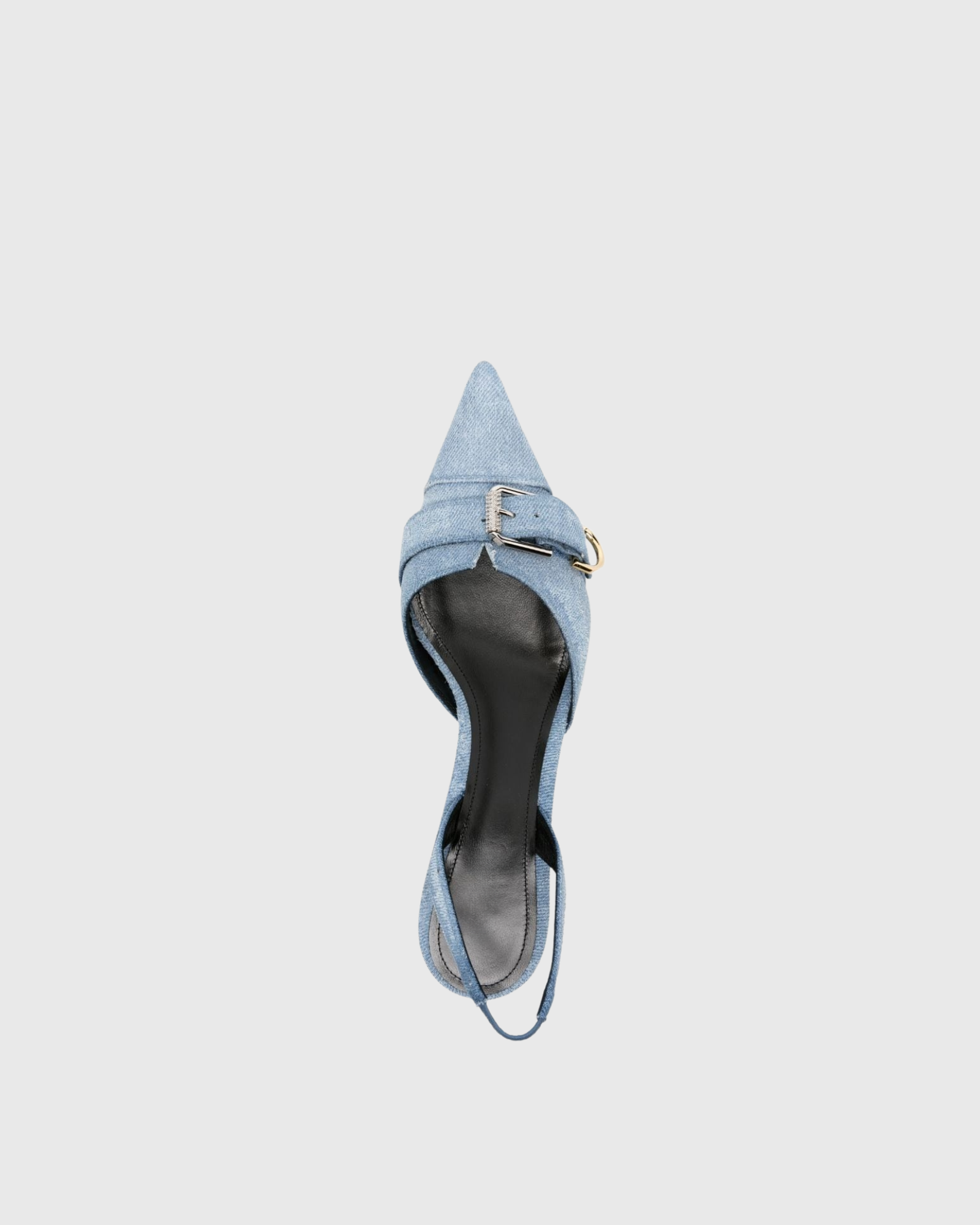 Gwendolyn Denim Buckle Heels In Light Blue